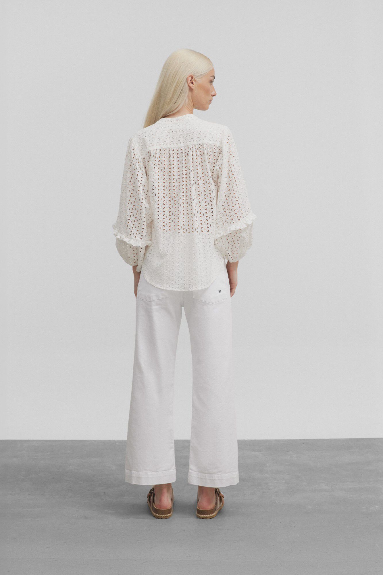 Silbon Camisa bordada manga larga Blanco