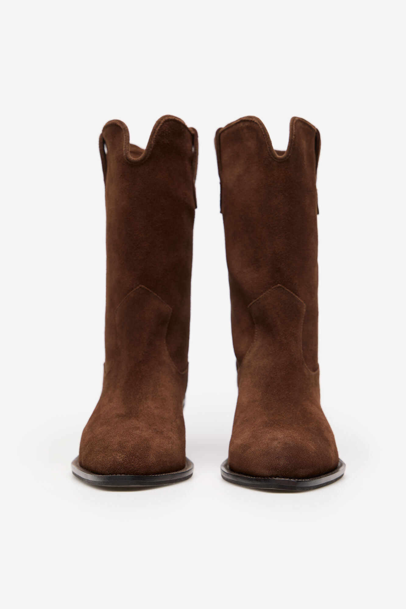 Cortefiel Split leather cowboy boots Dark brown