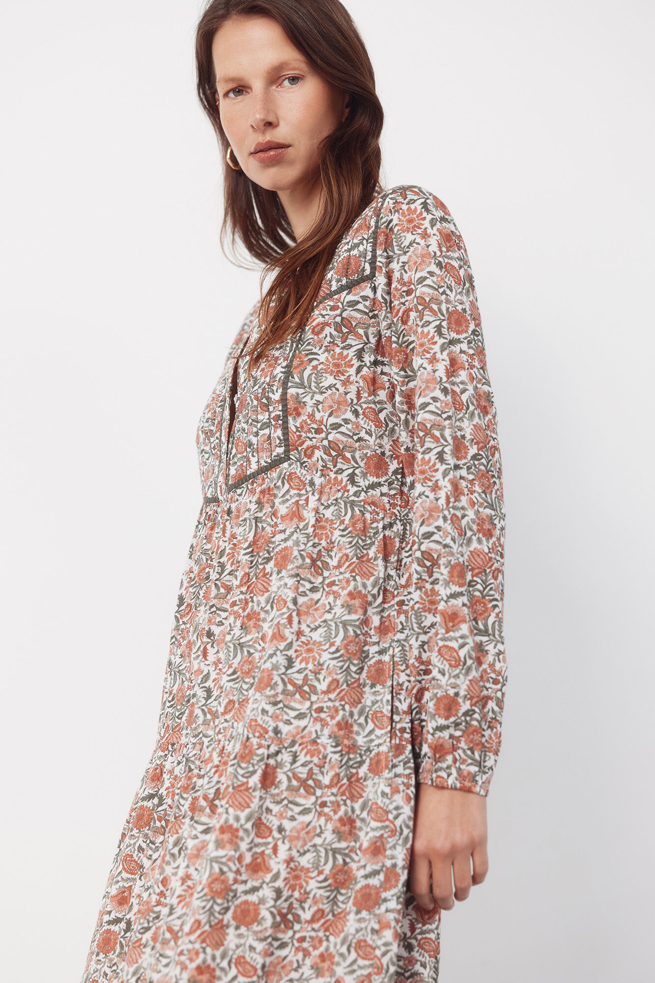 Cortefiel Fluid printed dress Printed white