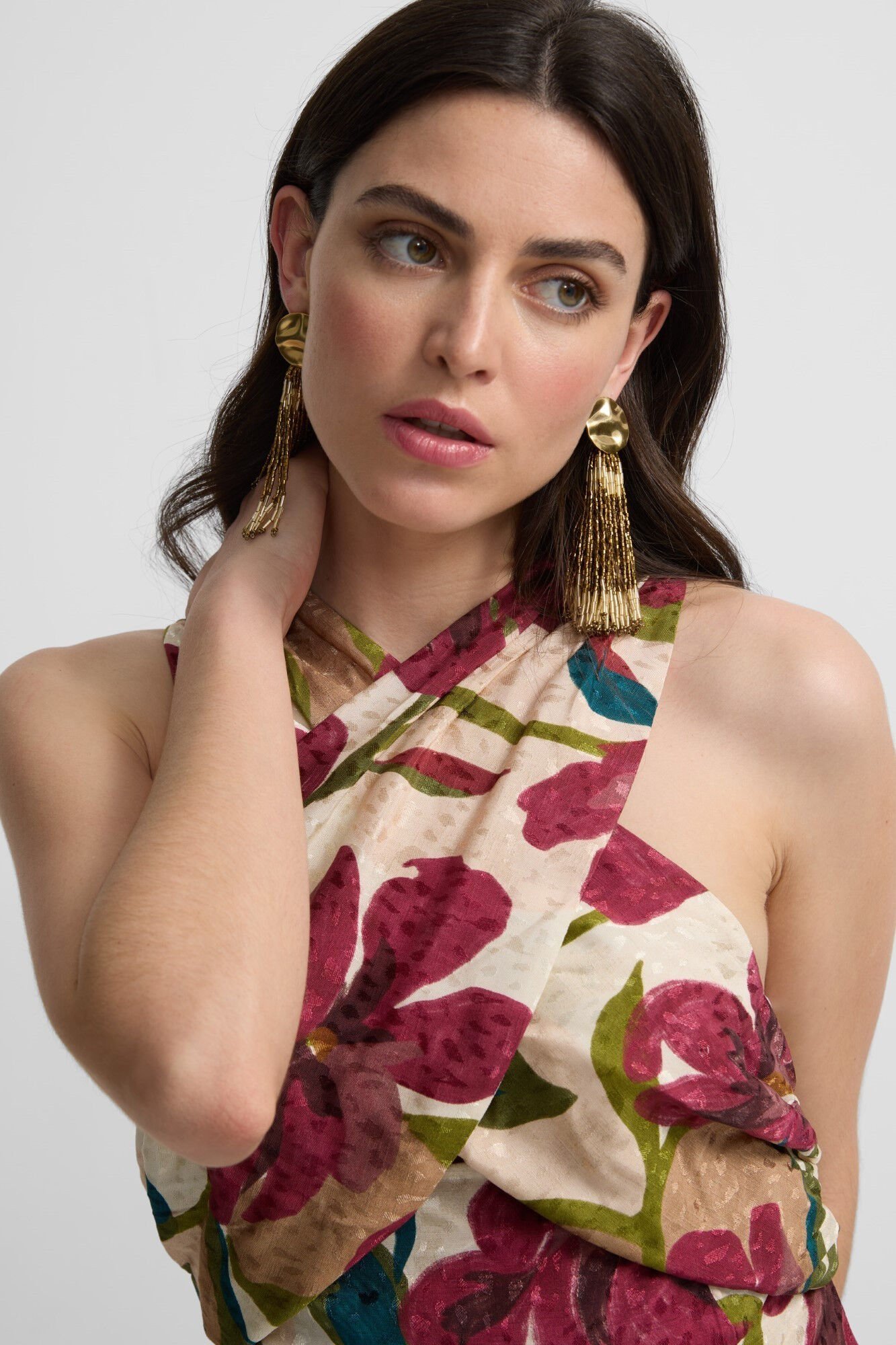 Silbon Vestido floral com halter e cole&ccedil;&atilde;o de eventos Multicolorido