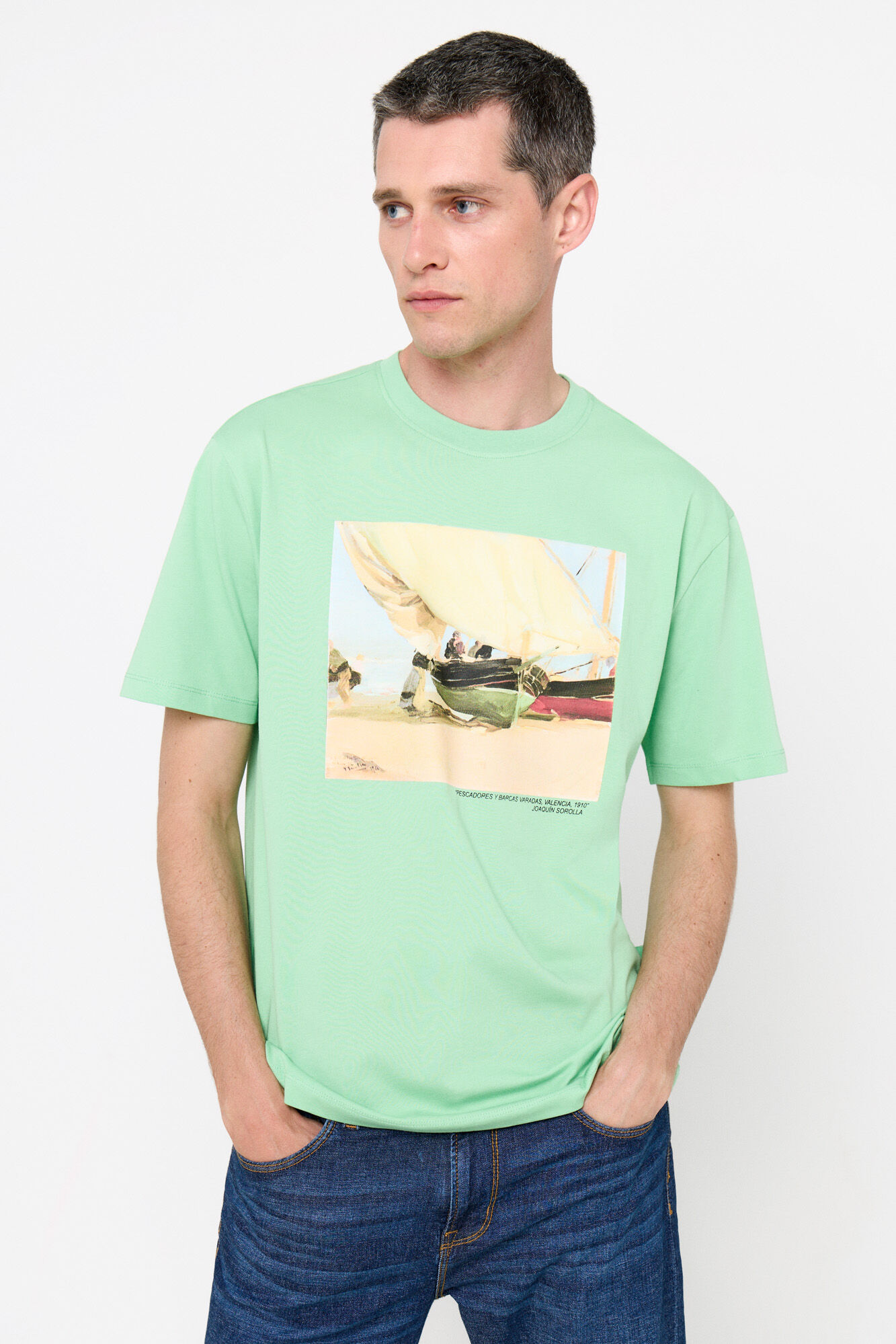 Cortefiel Sorolla graphic T-shirt Green