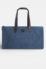 Silbon Mala de viagem com detalhe em pele Azul