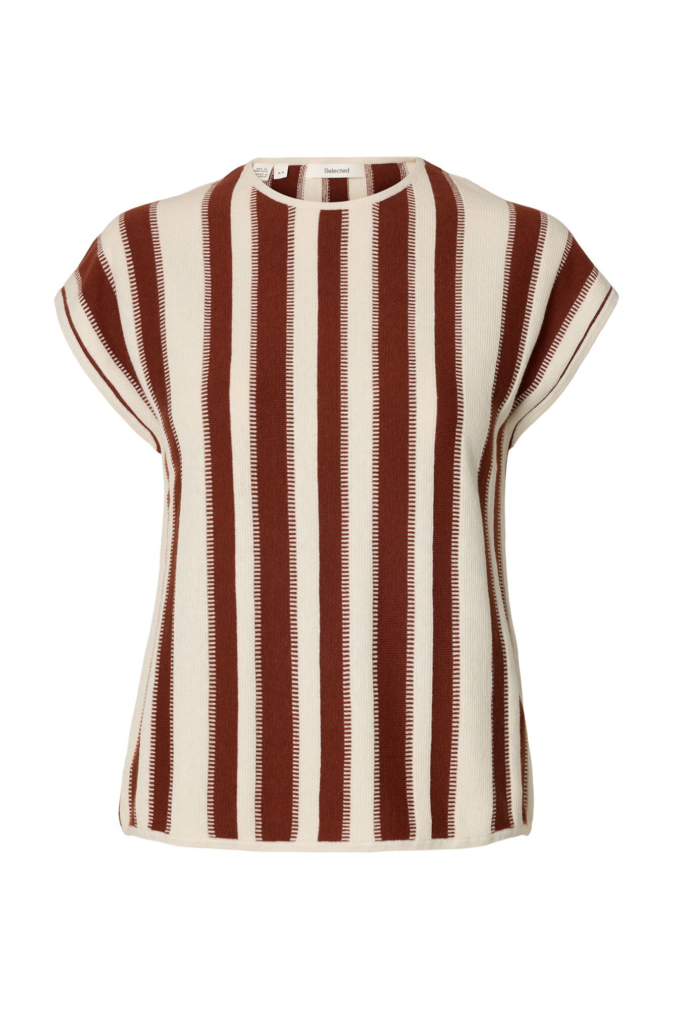 Selected Striped jersey-knit top Printed beige