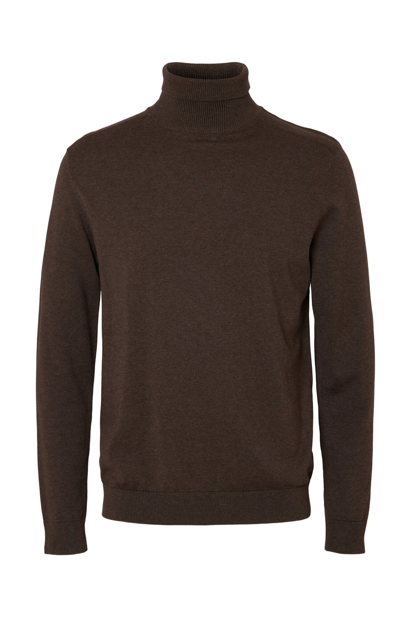 Selected Jersey cuello vuelto 100% algod&oacute;n Marr&oacute;n