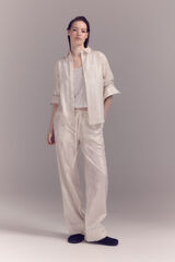 Cortefiel Lurex stripe pants Ivory