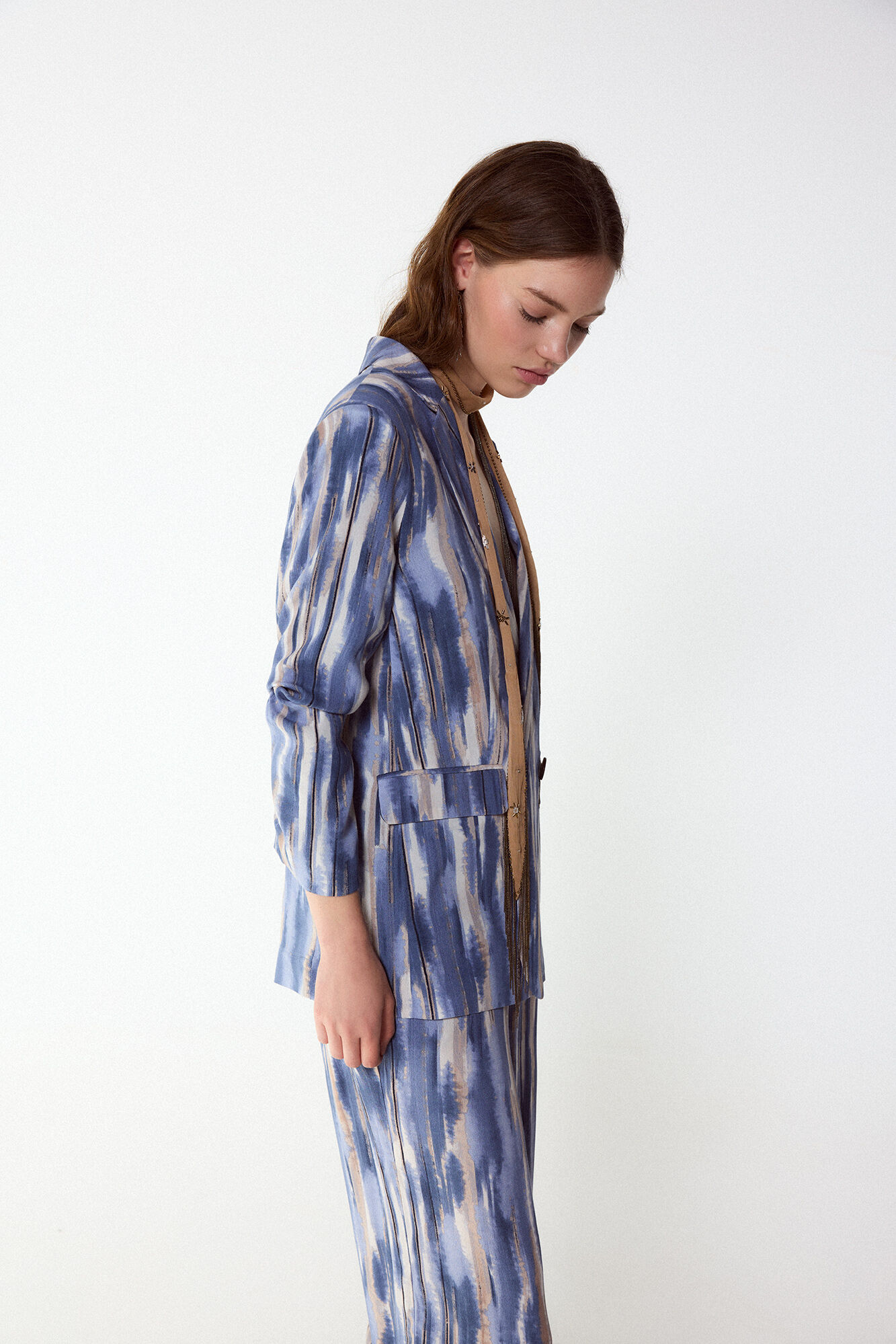 Slowlove Chaqueta blazer estampada Estampado azul