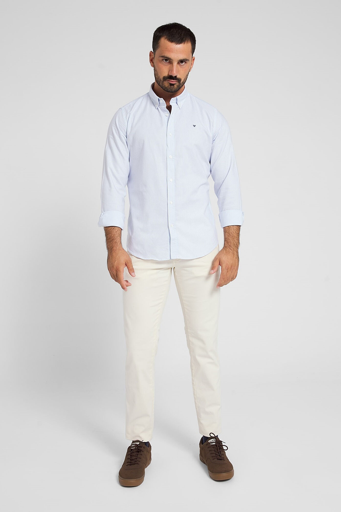 Silbon Camisa sport oxford classic stripe azul-claro Azul