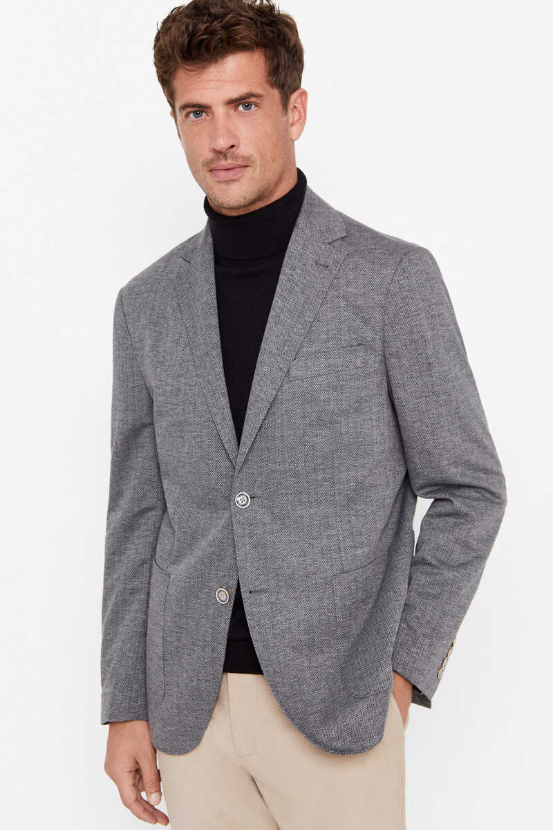 Cortefiel Jersey knit blazer Grey