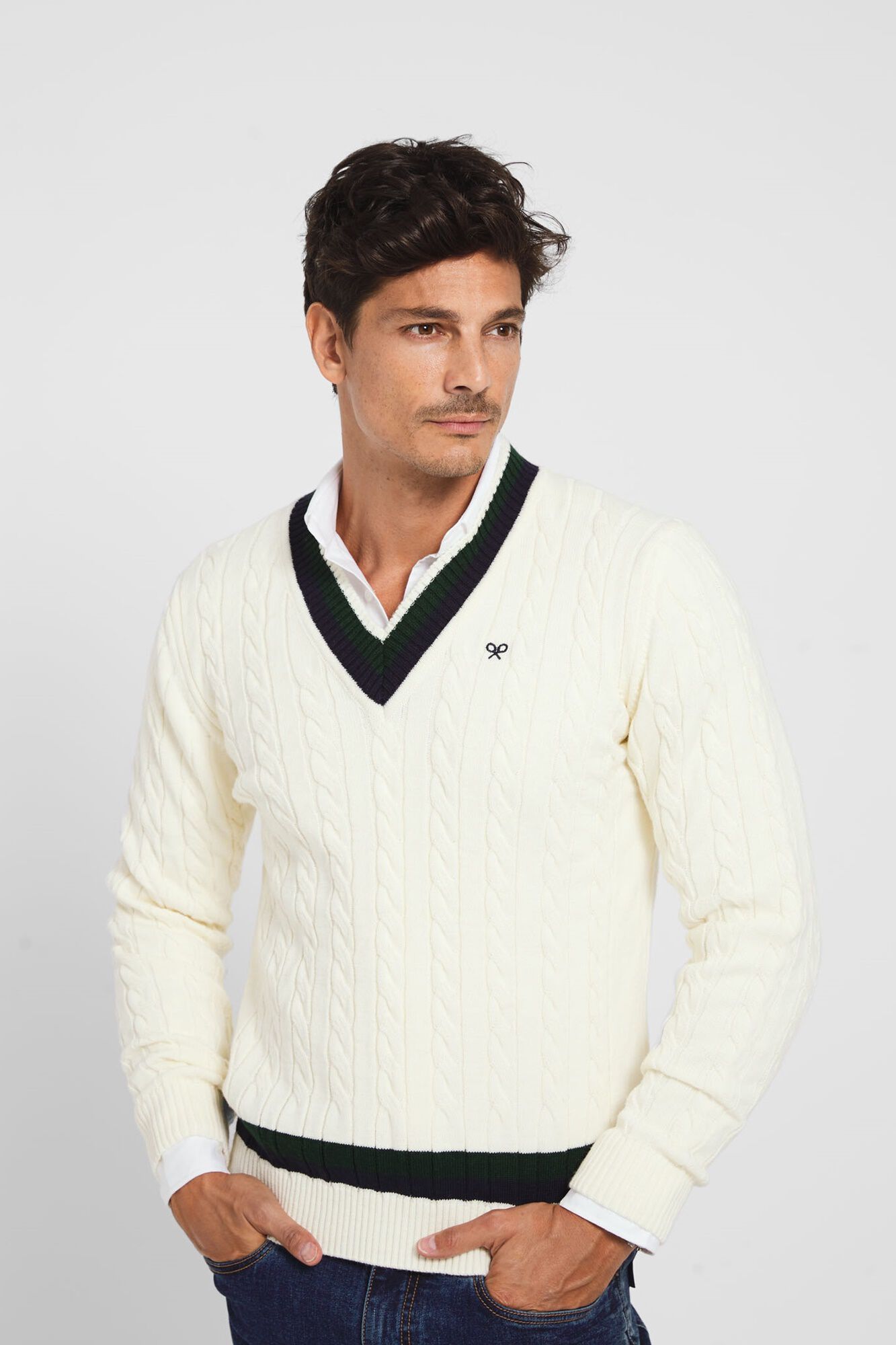 Silbon Cream varsity jumper Yellow