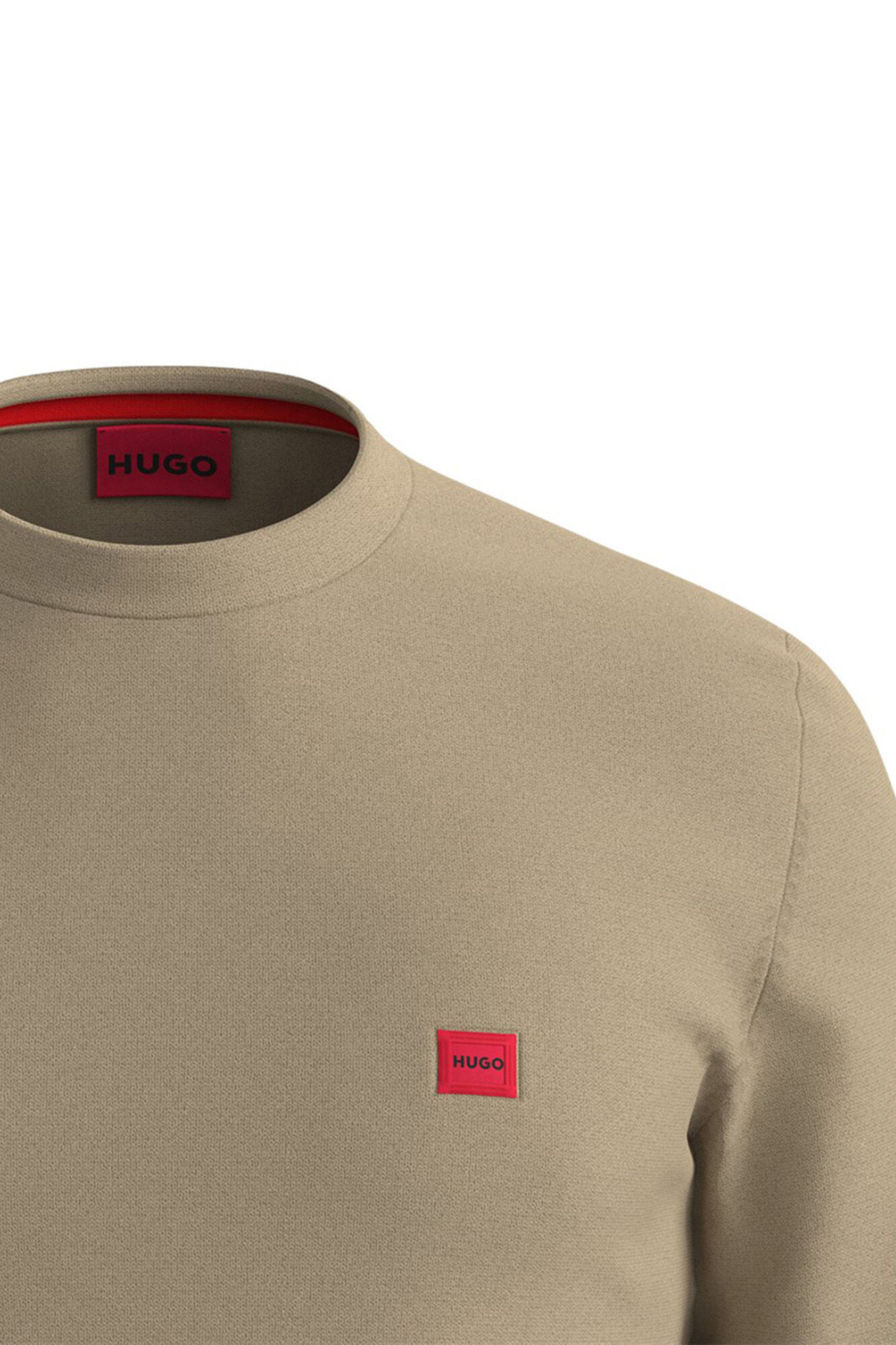 HUGO Camisola com gola redonda Tostado