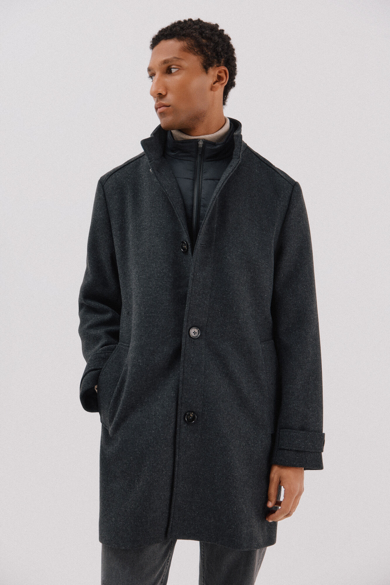 Cortefiel Coat with structured stand-up collar