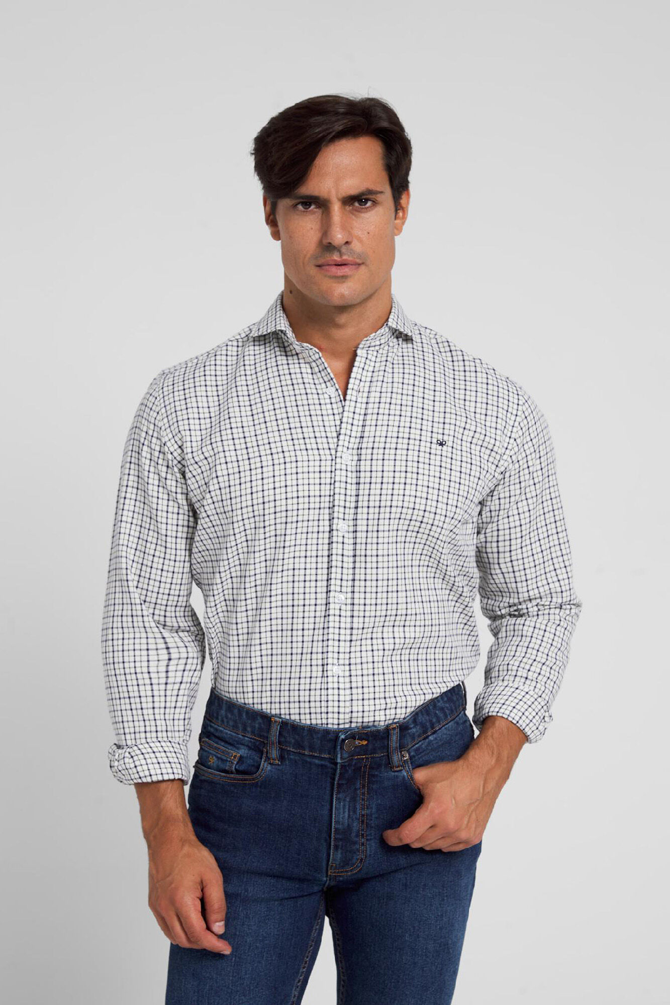 Silbon Camisa sport hunter cuadritos marino verde Azul marino