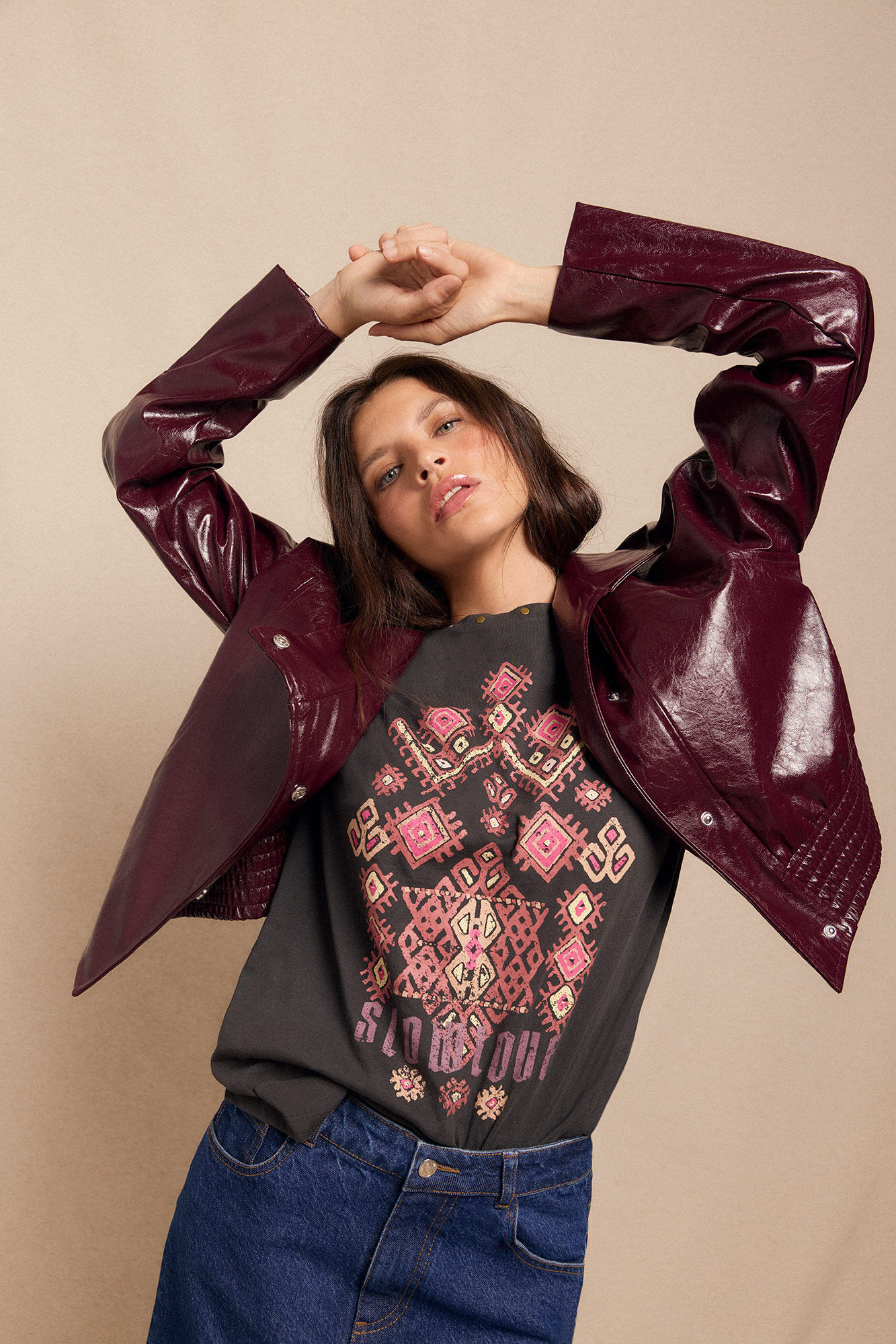 Slowlove Jaqueta com efeito pele brilhante Granada