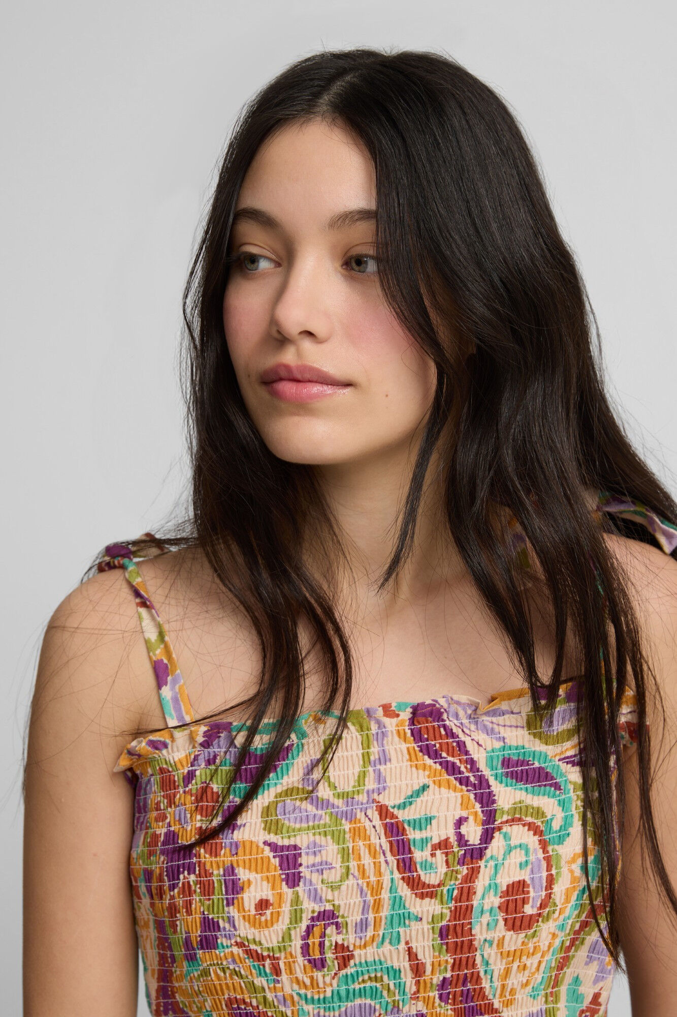 Silbon Vestido longo estampado franzido Multicolorido