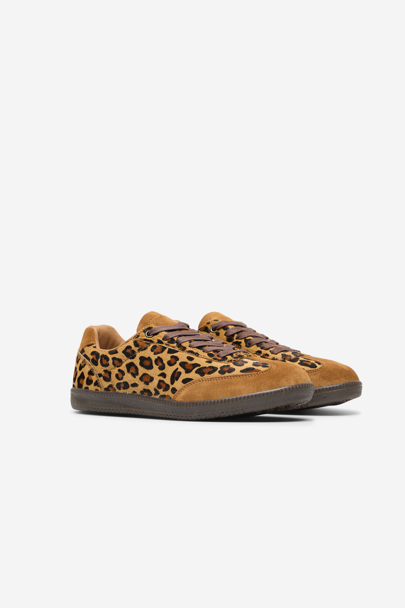 Cortefiel Leopard leather trainers Printed brown