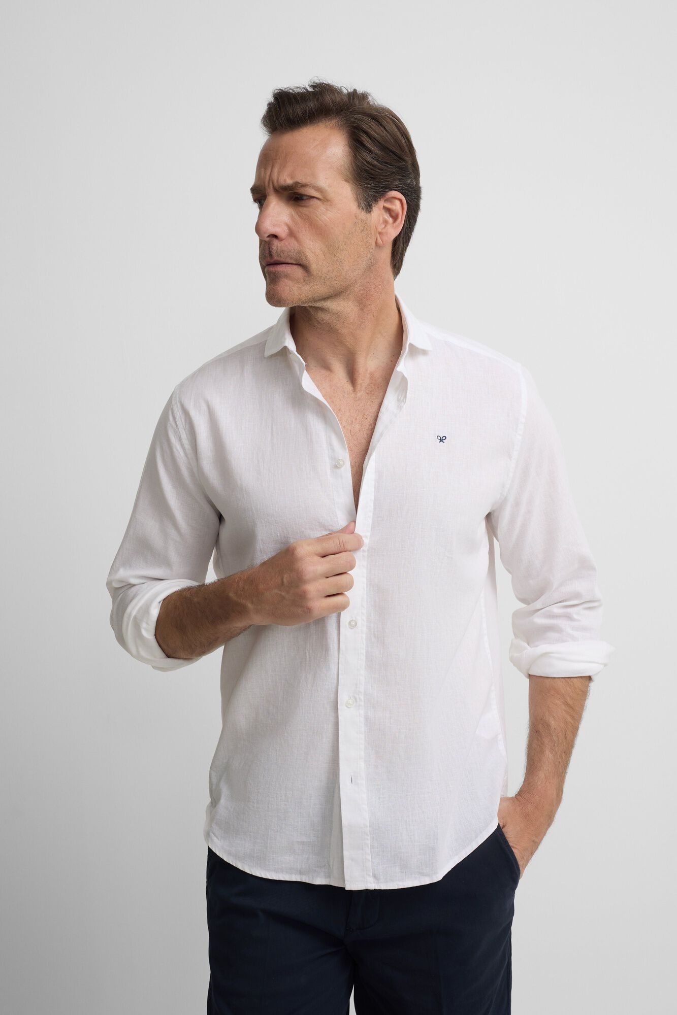 Silbon Camisa sport em linho Branco