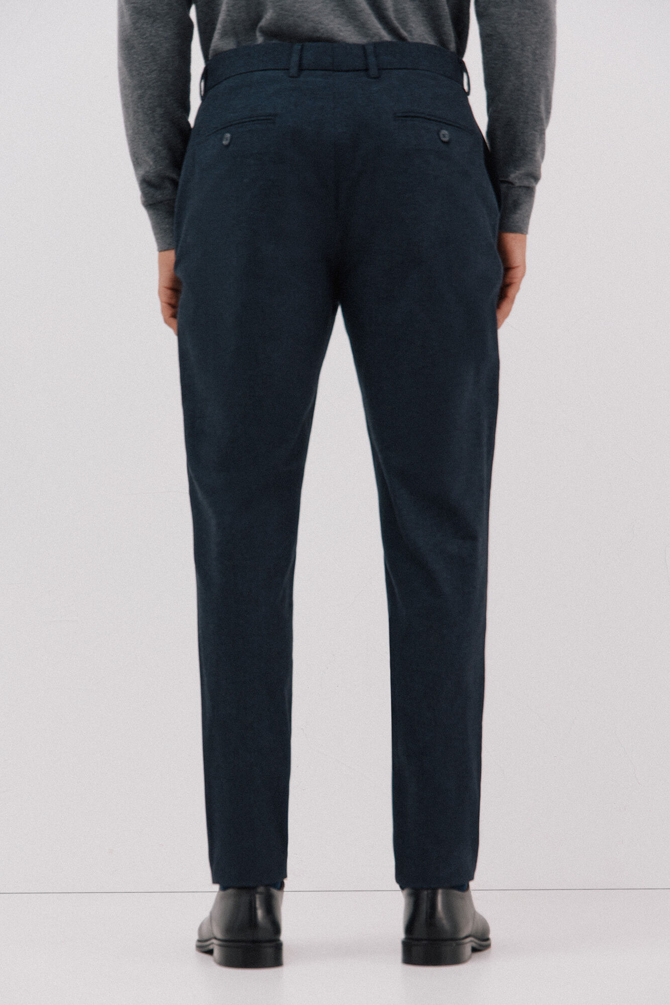 Cortefiel Micro-check cotton pants Navy