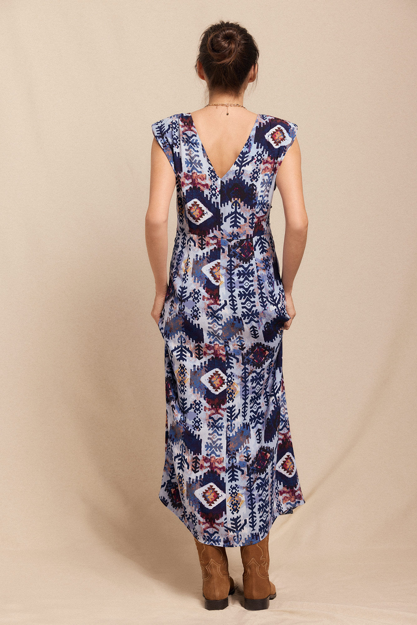 Slowlove Vestido estampado hombreras