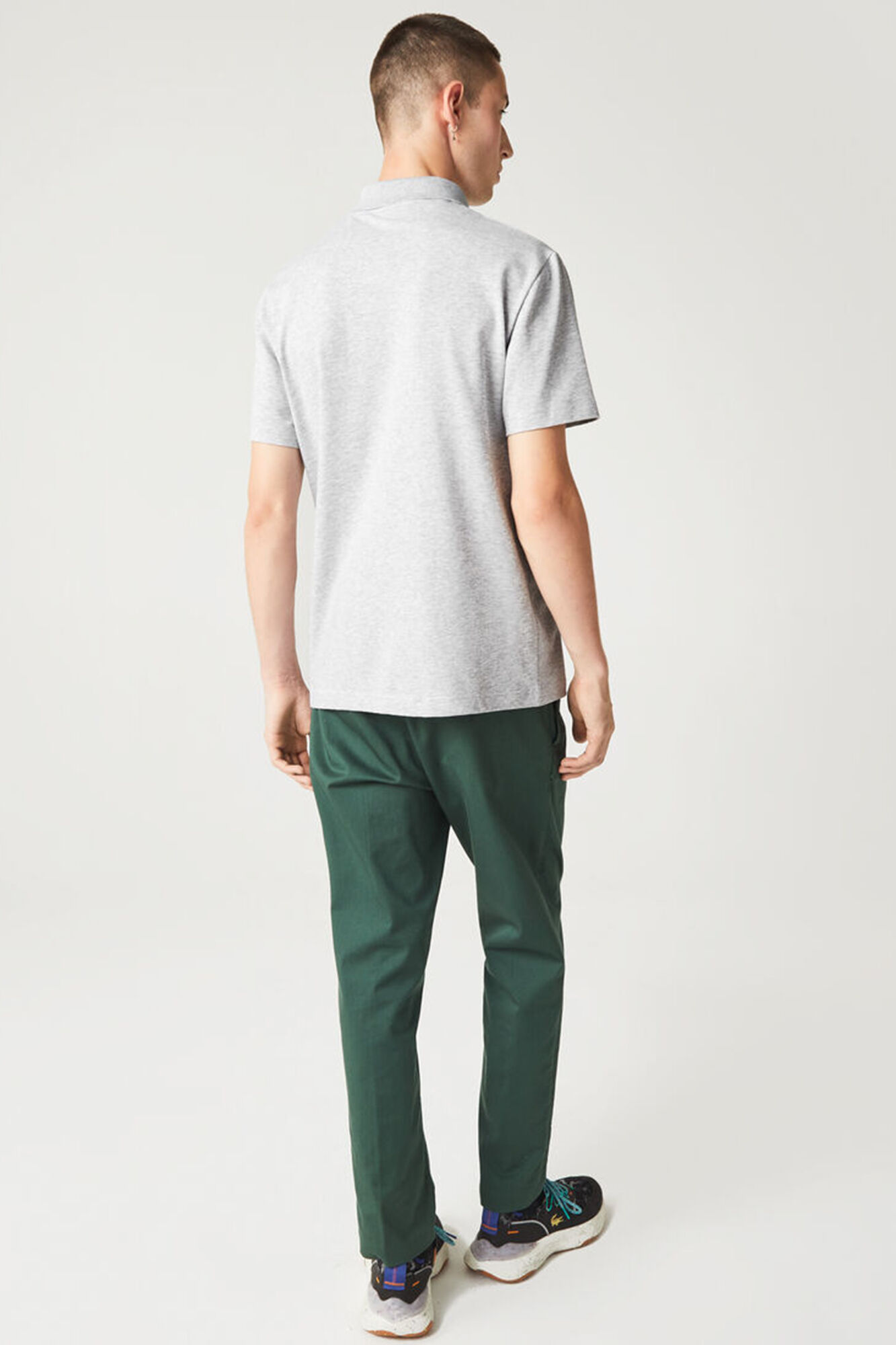 Lacoste Polo com bordado de crocodilo costurado Cinzento