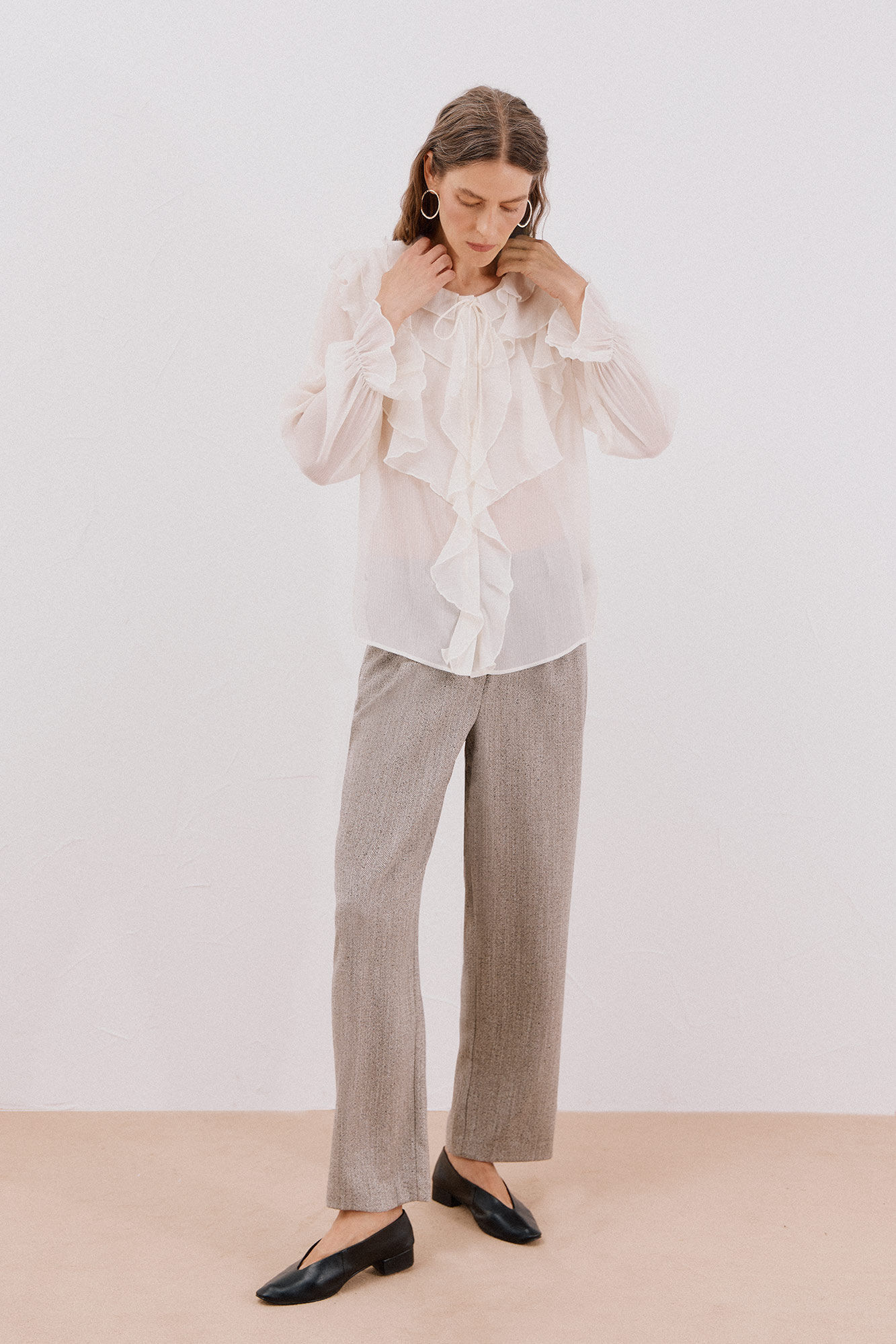 Cortefiel Flounced front blouse White