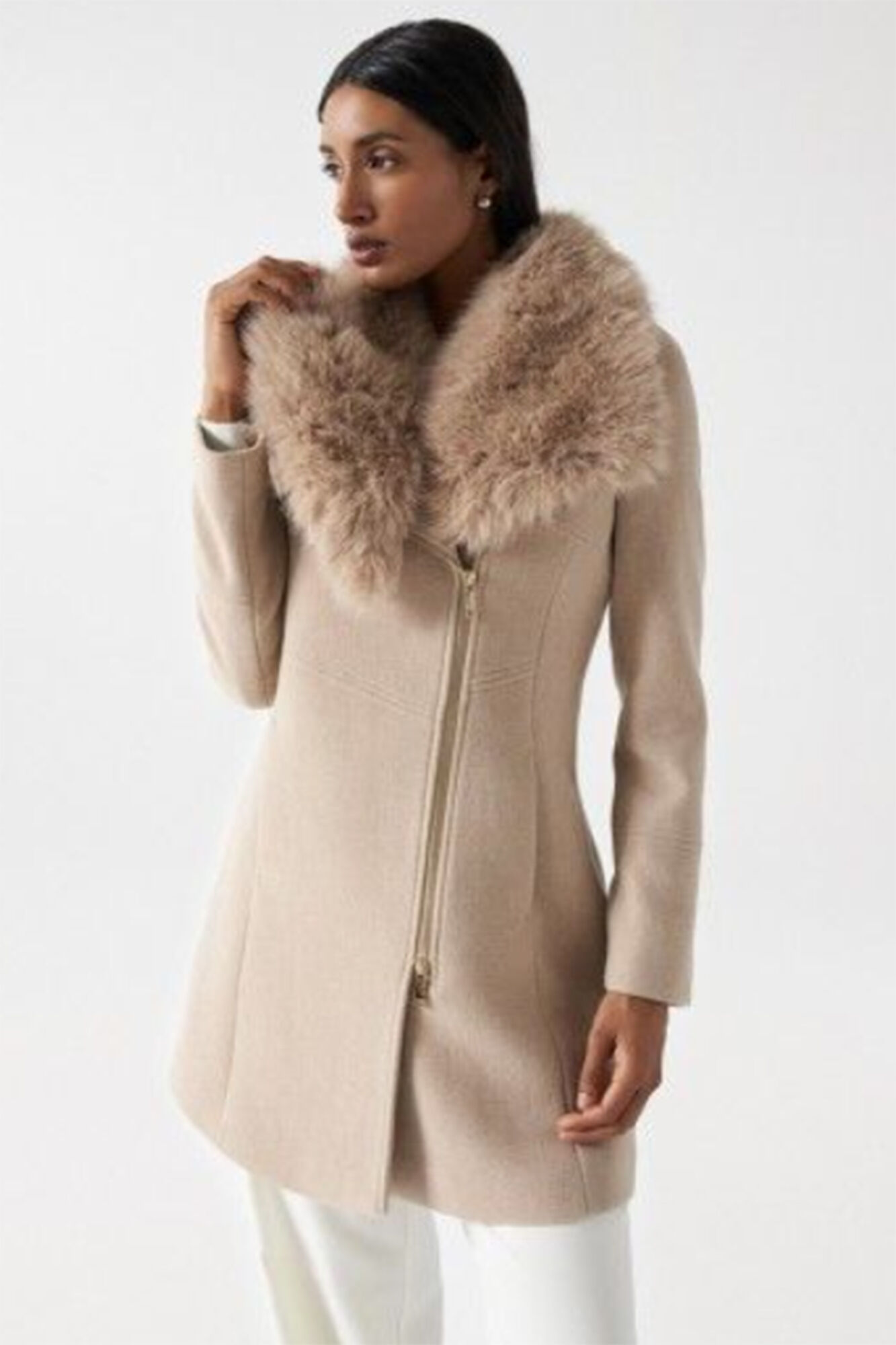 Salsa Jeans Sobretudo de l&atilde; Tostado