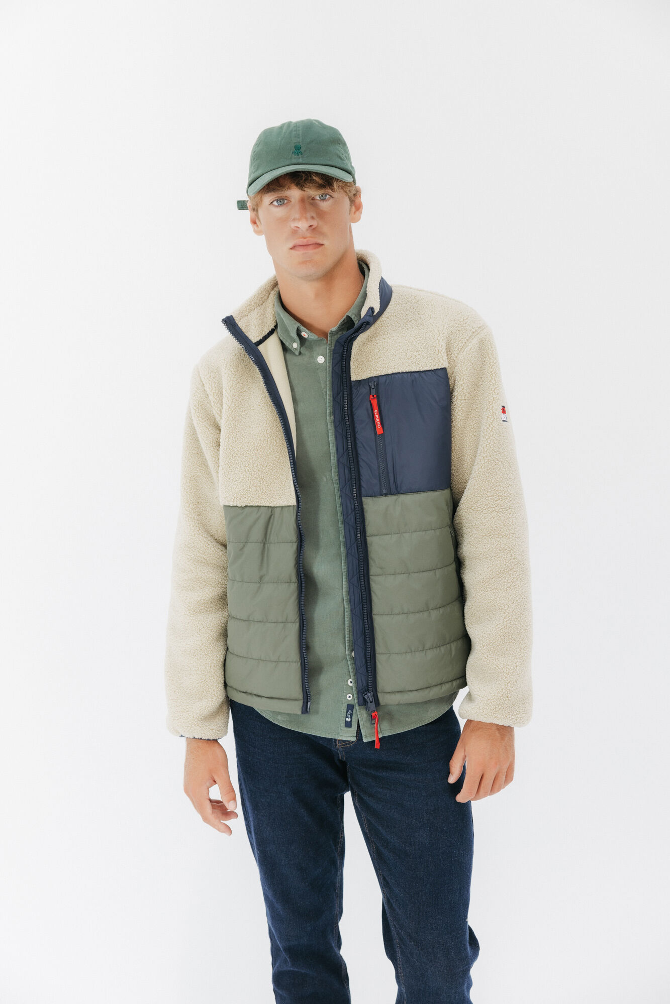 elPulpo Chaqueta combinada nylon y borreguillo Beige