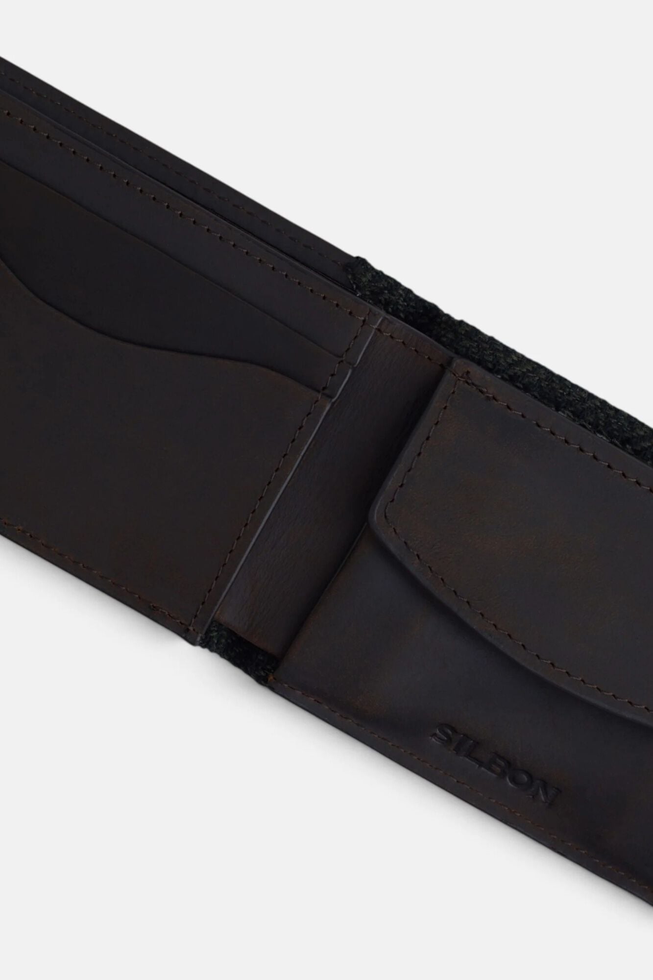 Silbon Herringbone fabric wallet Green