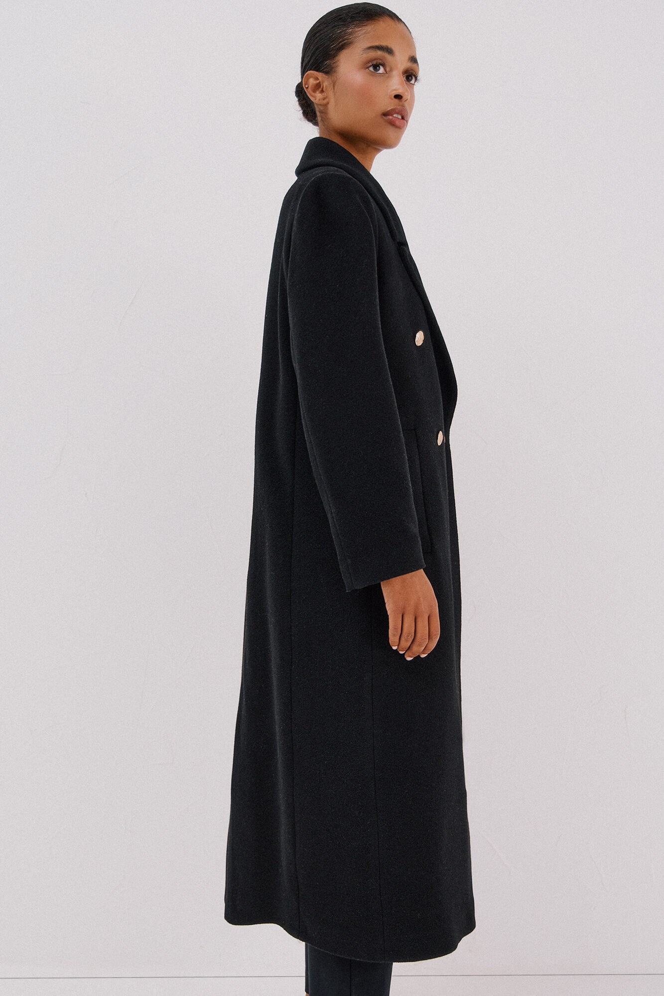 Cortefiel Long coat Italian fabric Black