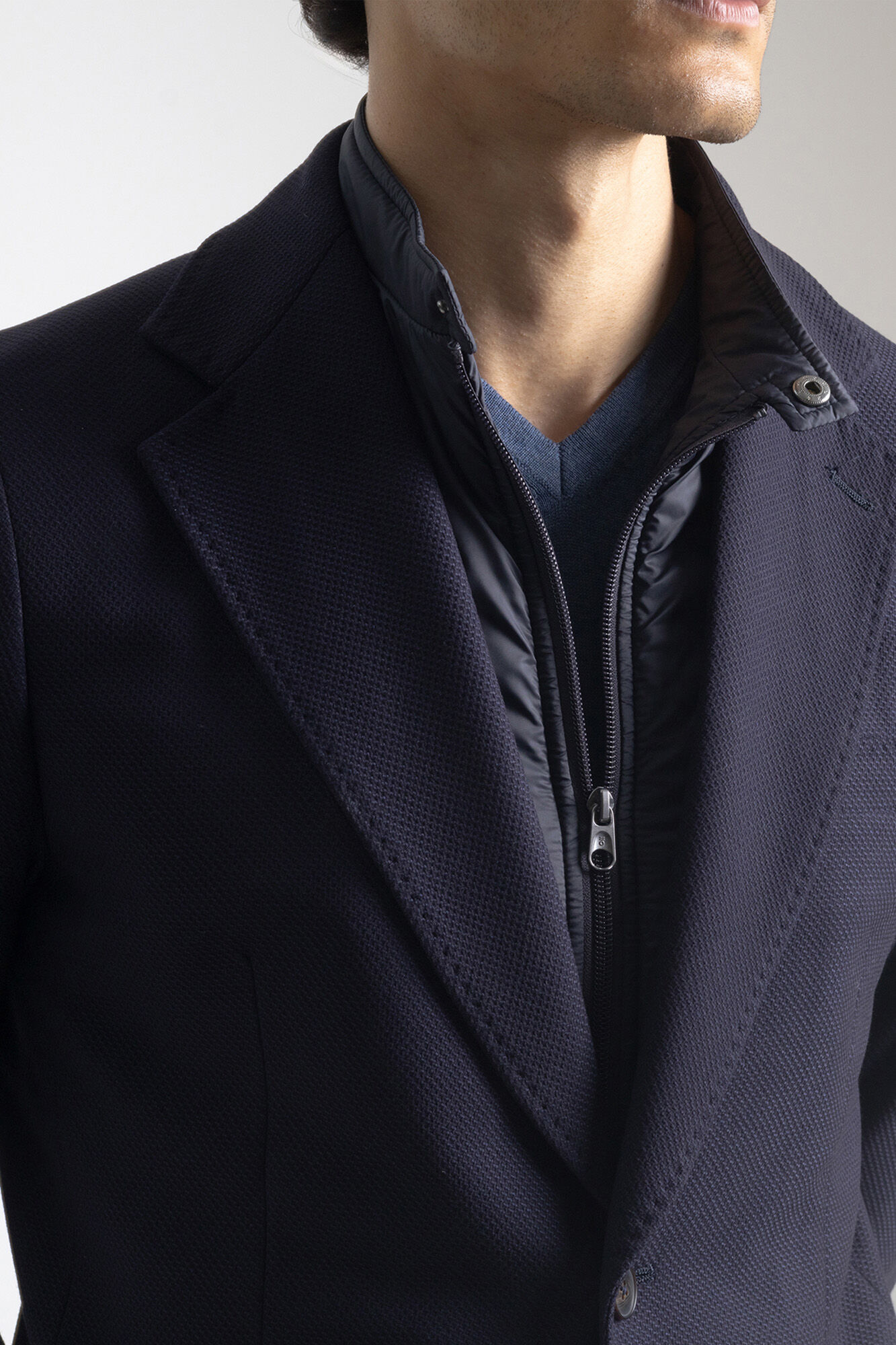 PuroEGO Blazer slim com gola remov&iacute;vel Azul