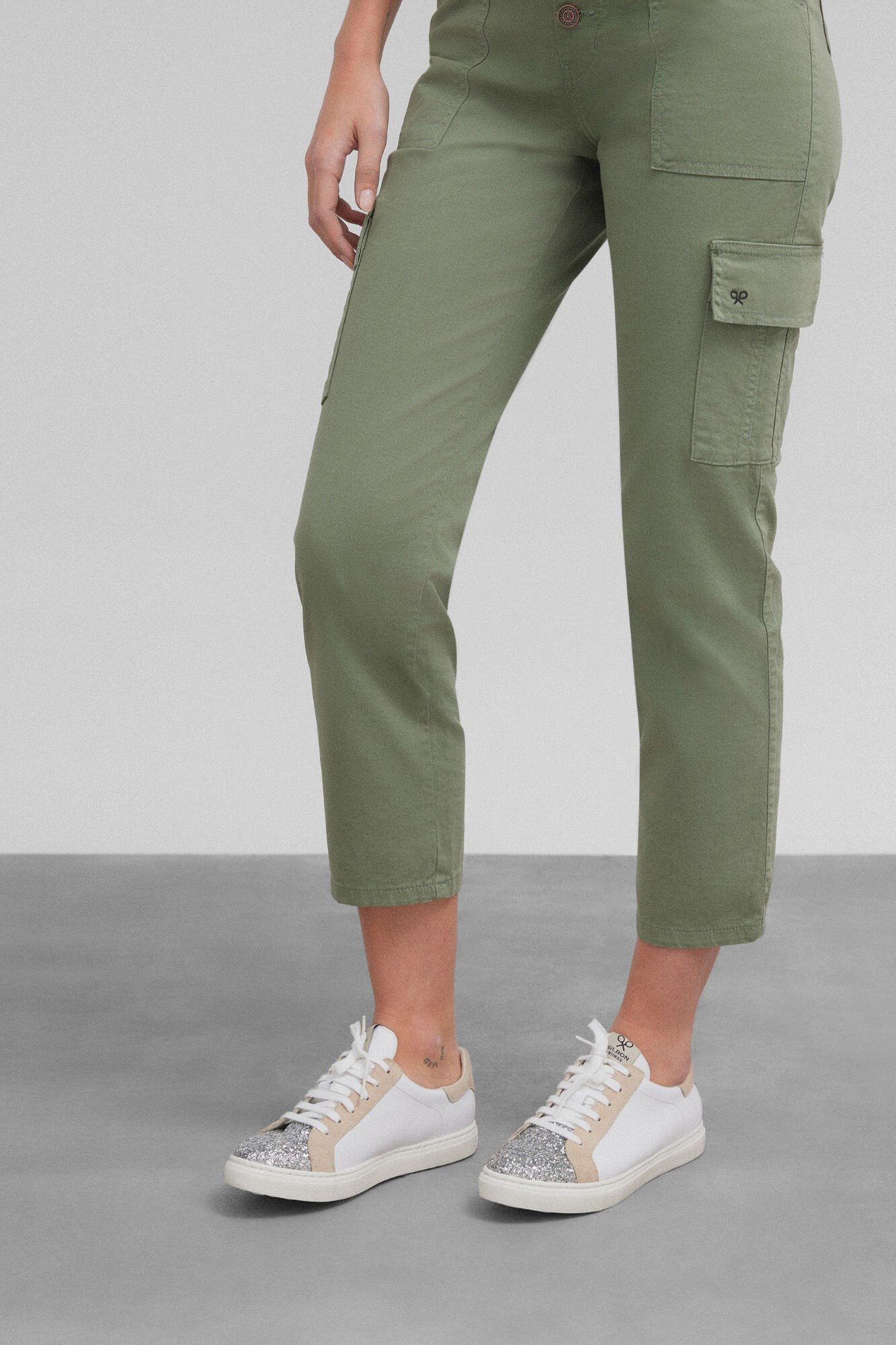 Silbon Pantal&oacute;n woman denim cargo Kaki