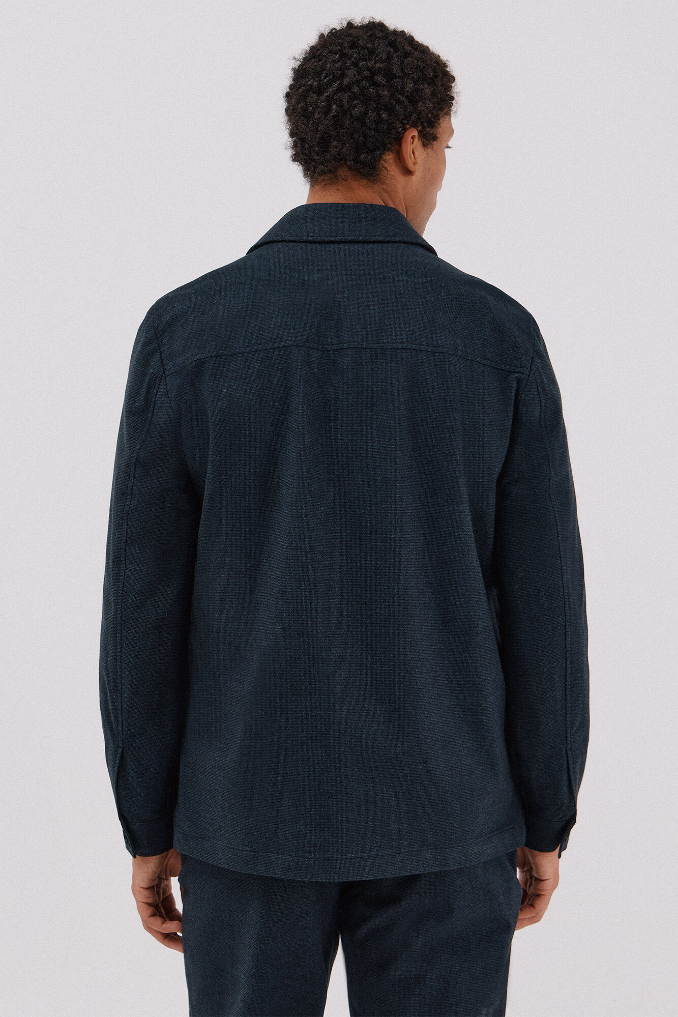 Cortefiel Sobrecamisa de algod&atilde;o micro-xadrez Azul