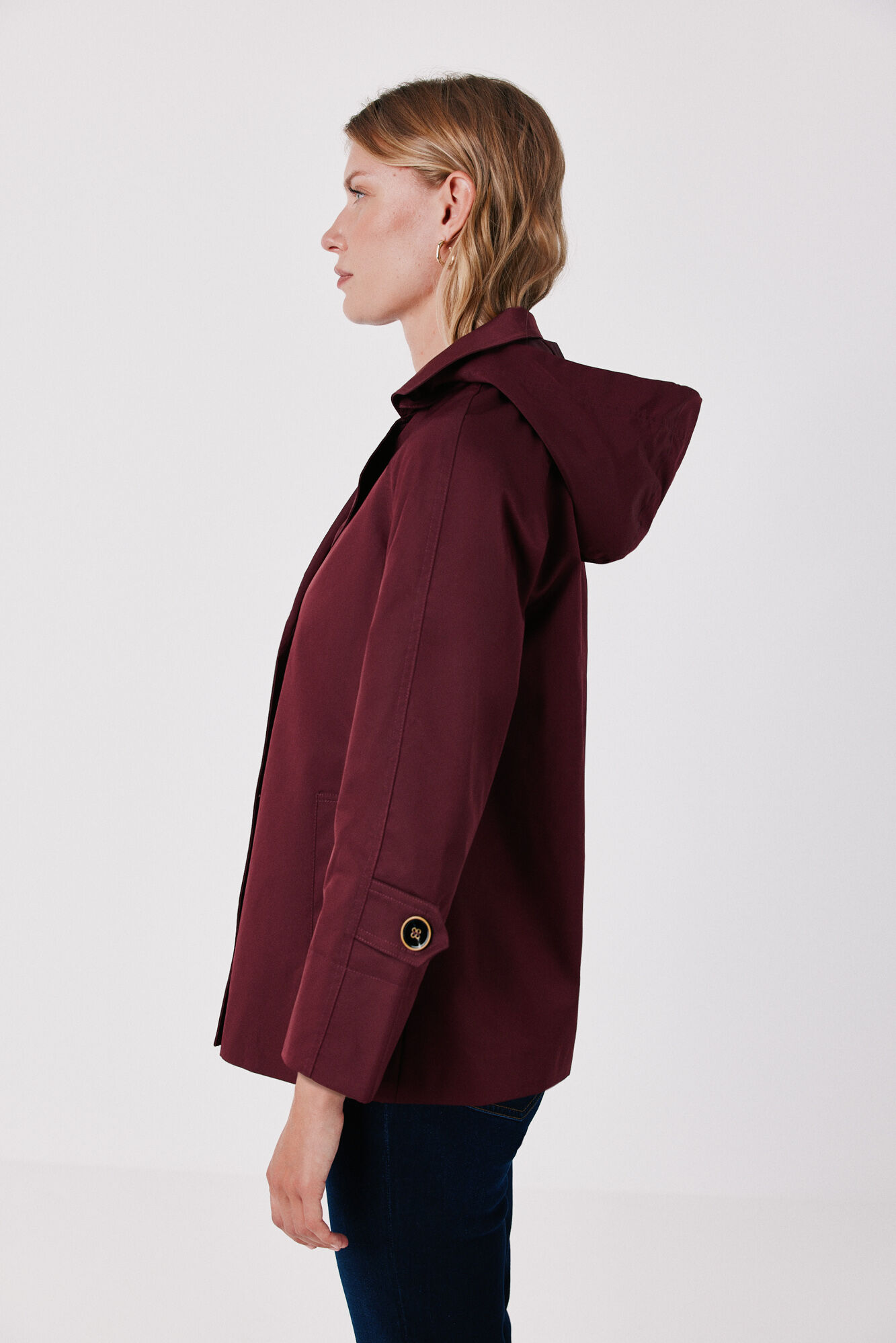 Cortefiel Short flared trench Maroon