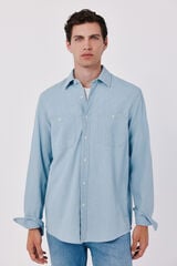 Cortefiel Camisa chambray utility Azul
