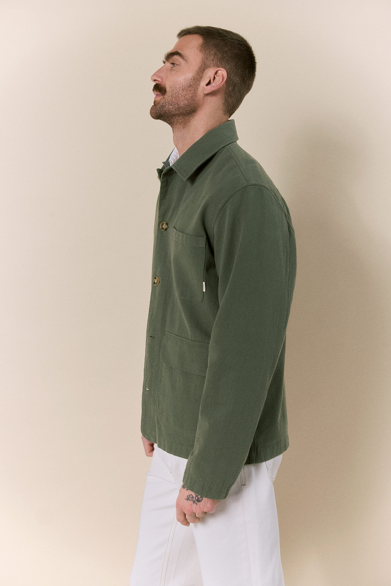 OOTO Sobrecamisa em algod&atilde;o e linho Verde