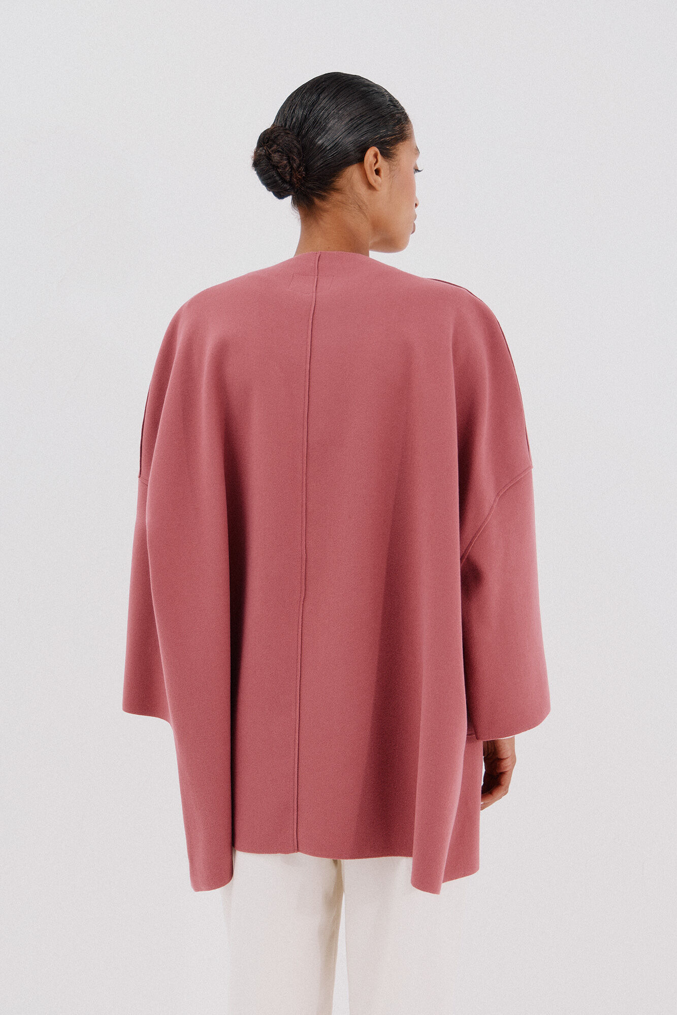 Cortefiel Cape coat with light fabric Pink