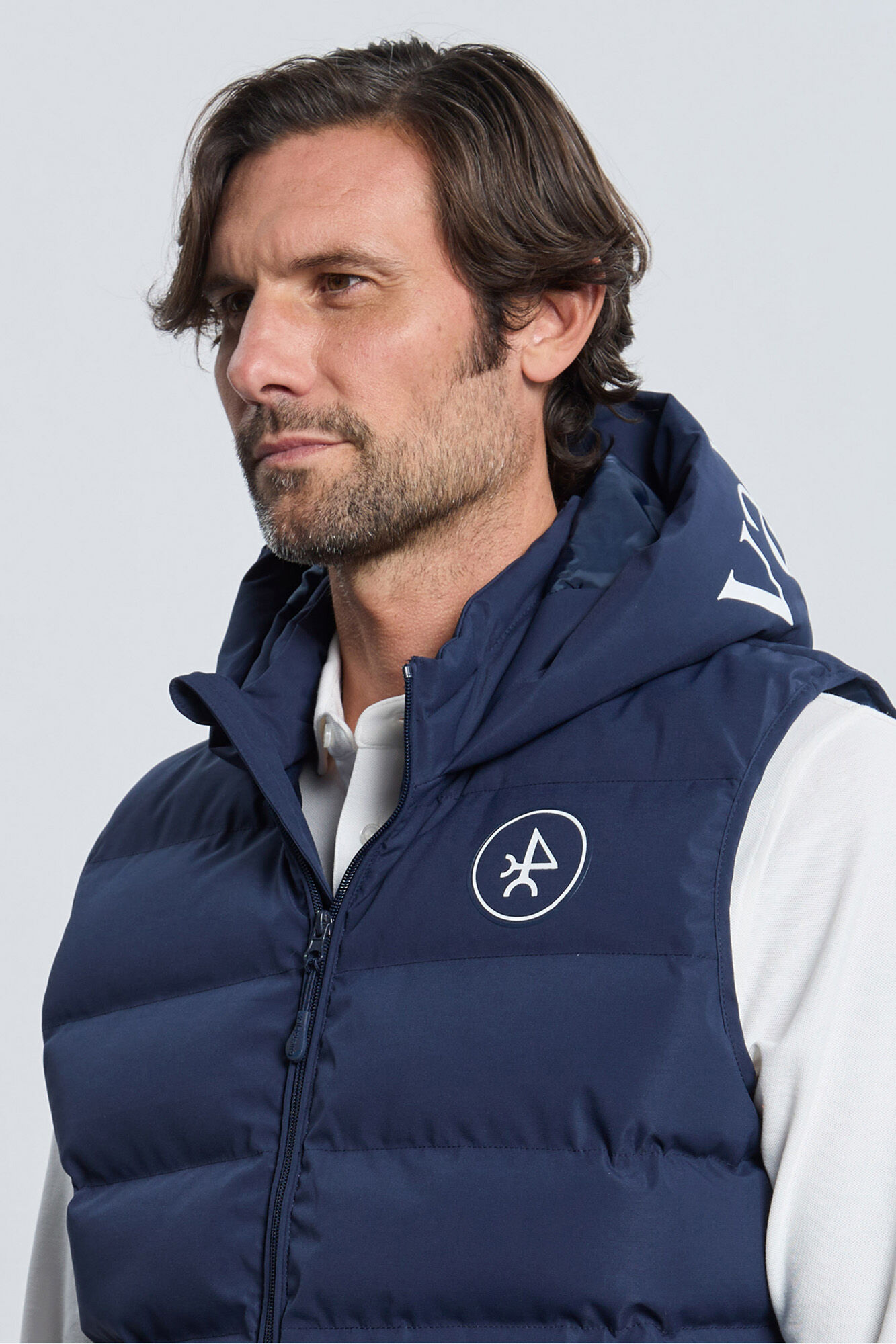 Valecuatro Colete acolchoado com capuz azul marinho