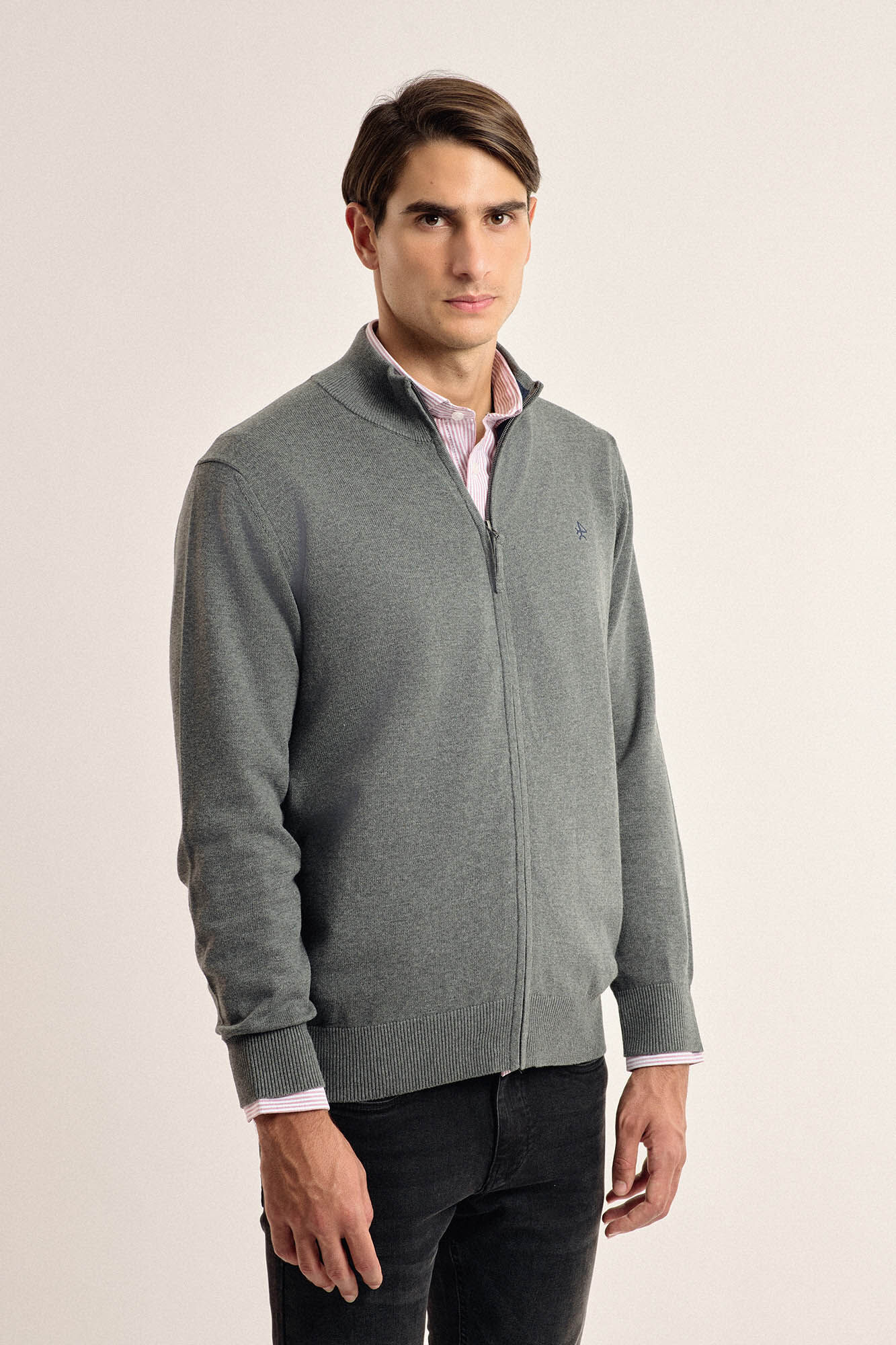 Valecuatro Cardigan Valecuatro cuello mock color gris Gris