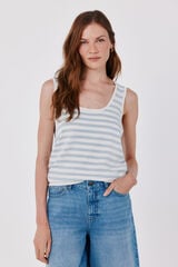 Cortefiel Striped knit top Blue