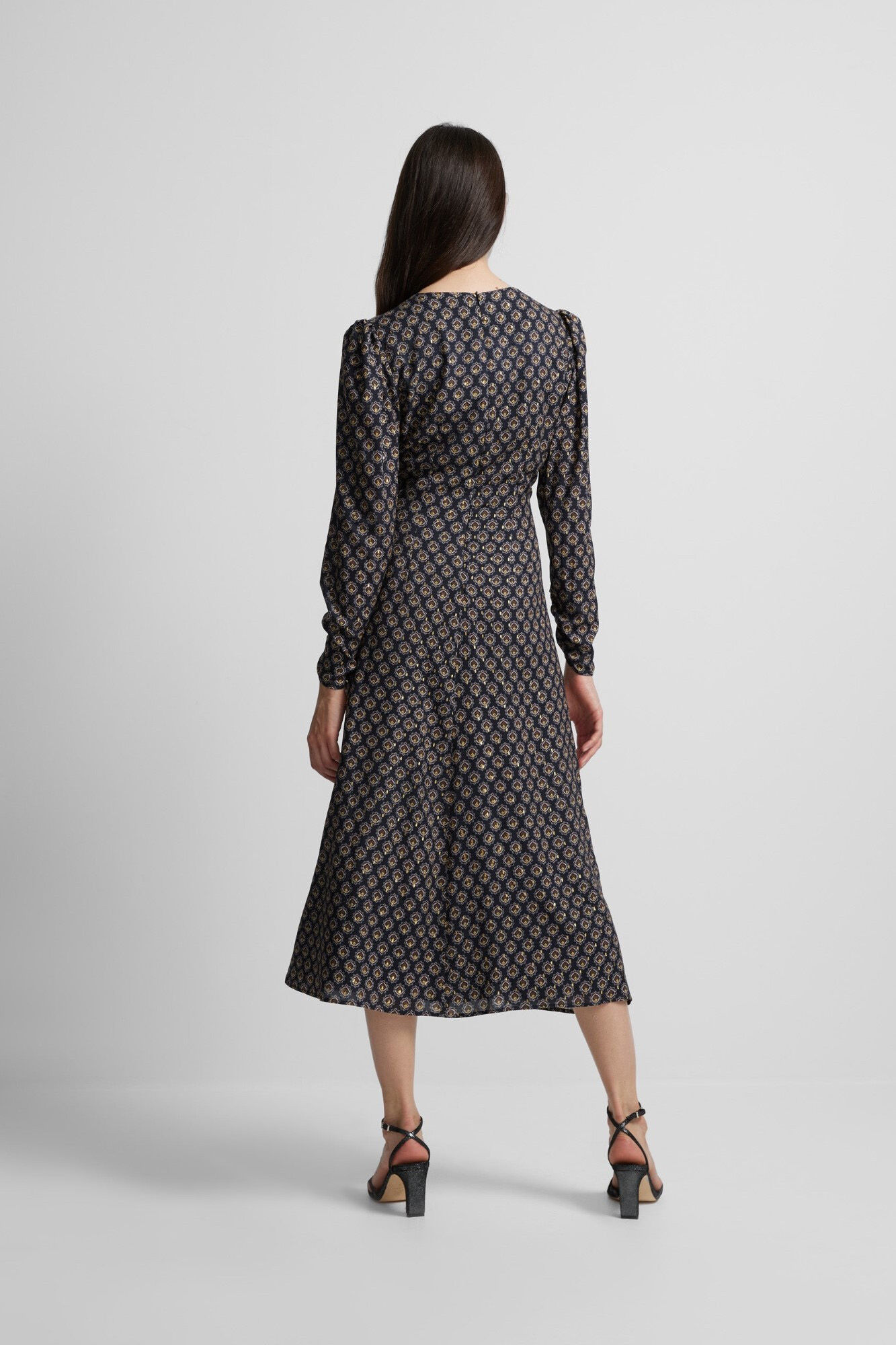 Silbon Vestido midi estampado Preto