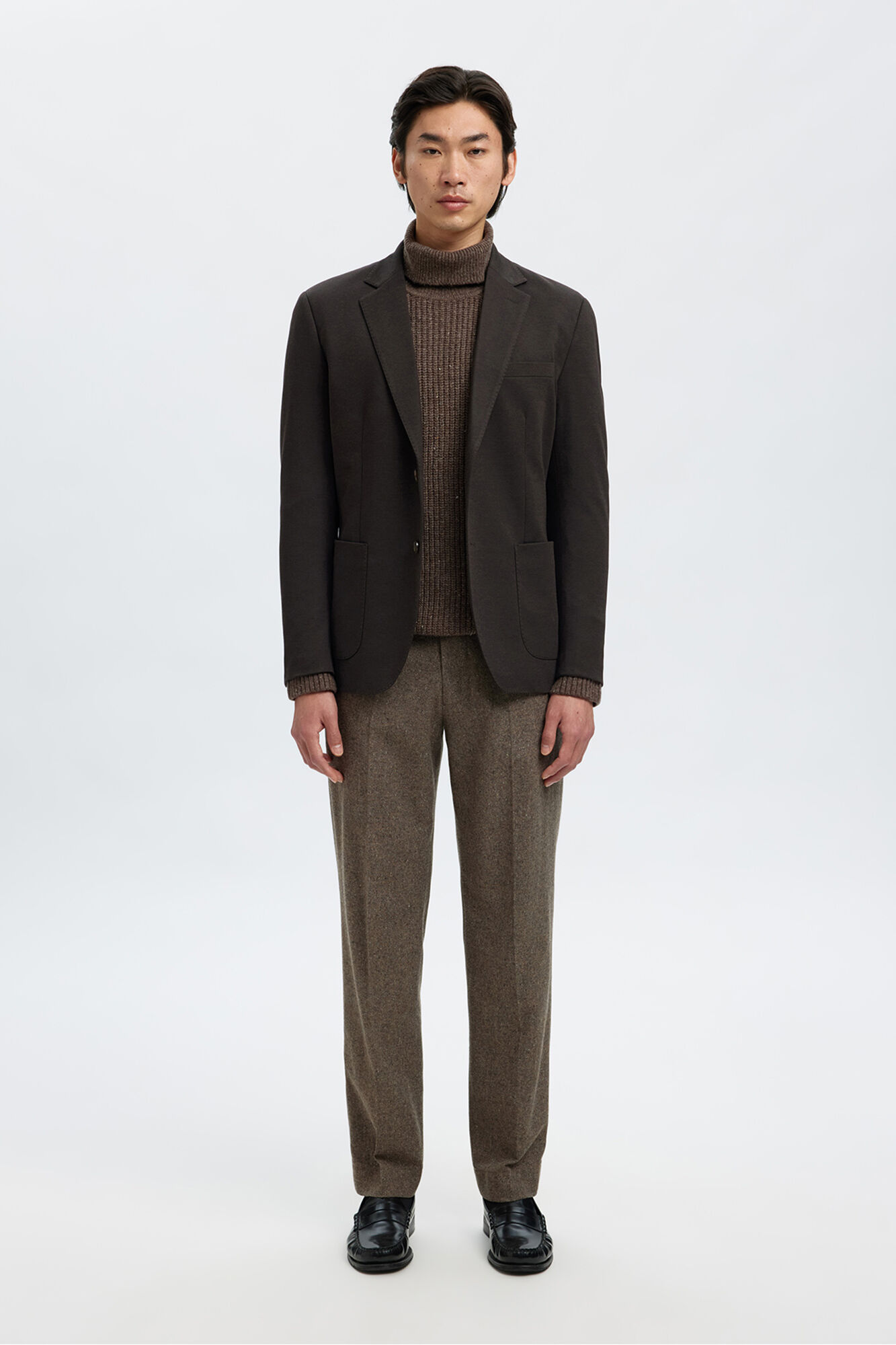 Selected Americana de vestir mezcla lana. Marr&oacute;n oscuro