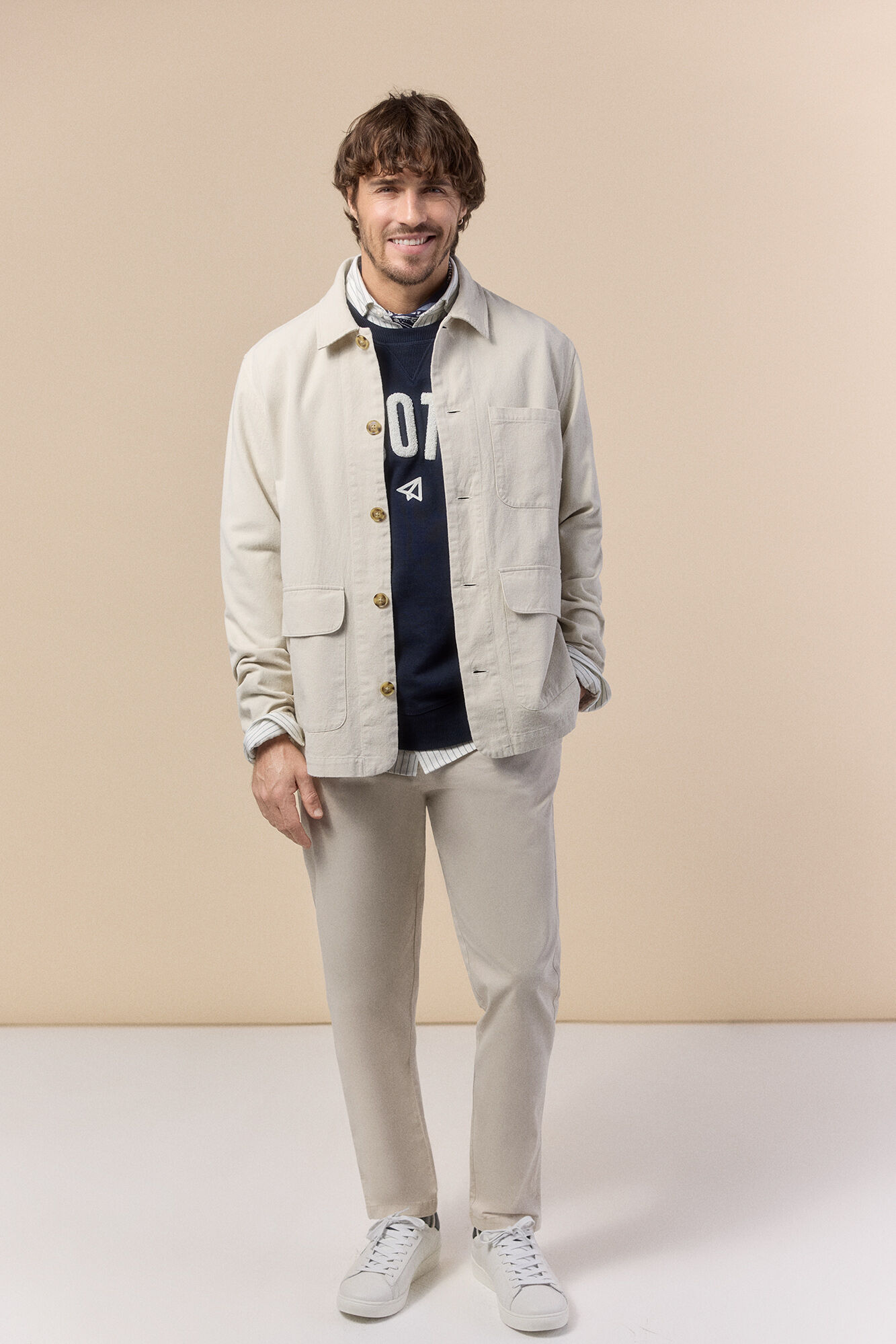 OOTO Sobrecamisa algod&oacute;n lino Beige