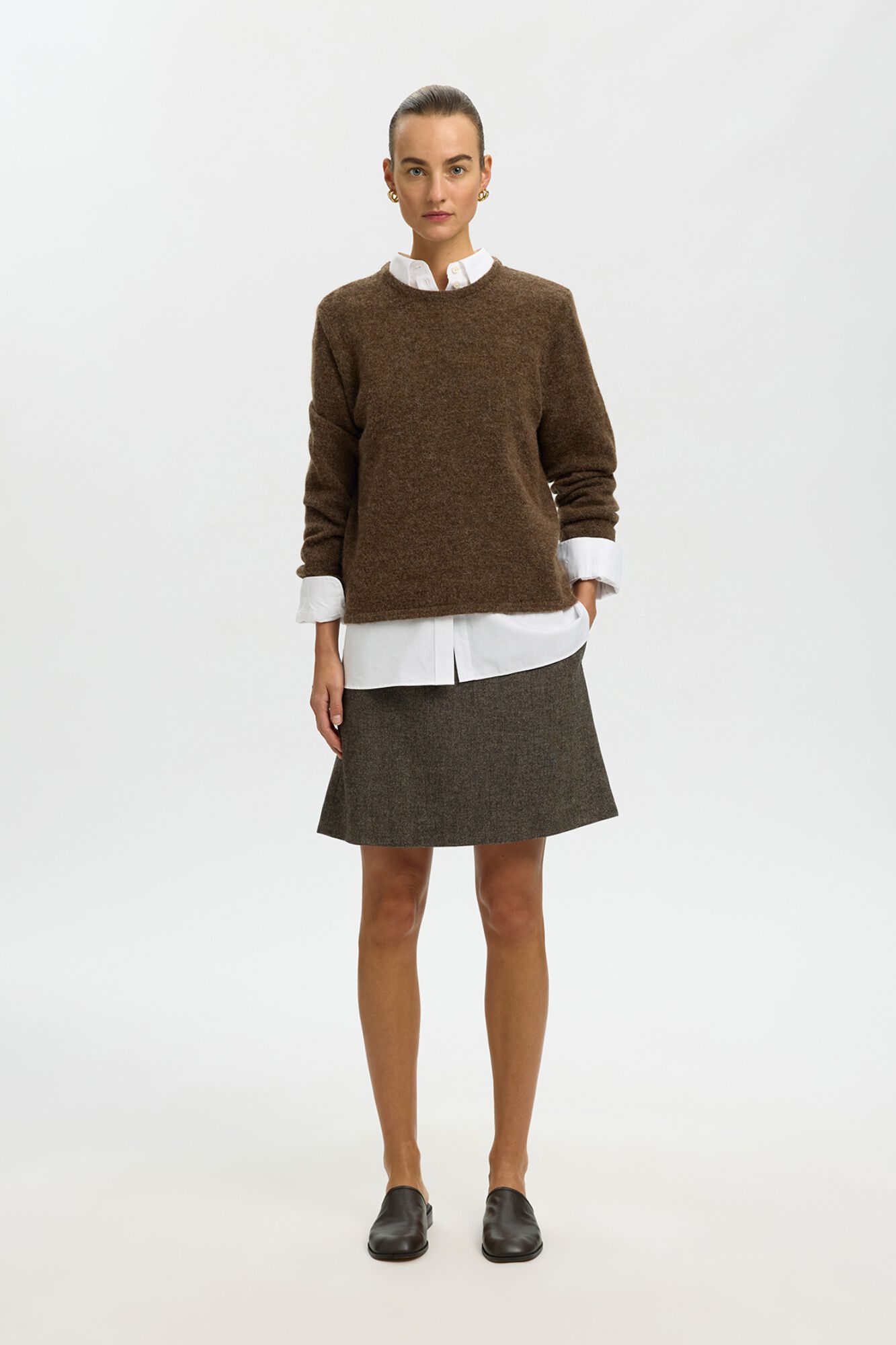 Selected Wool and alpaca jumper Brown