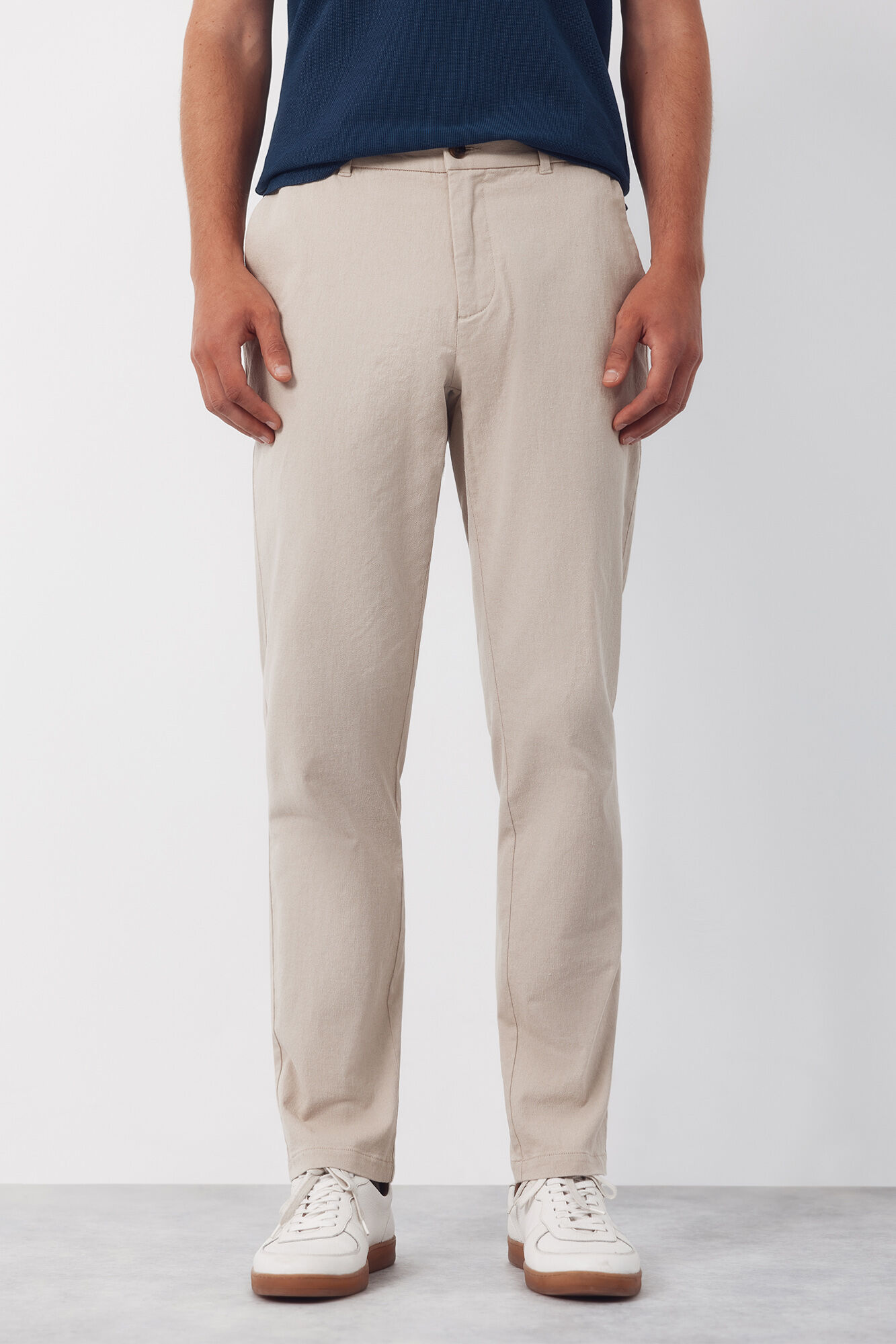Cortefiel Regular cotton- linen chinos trousers