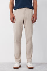 Cortefiel Regular cotton- linen chinos trousers Beige