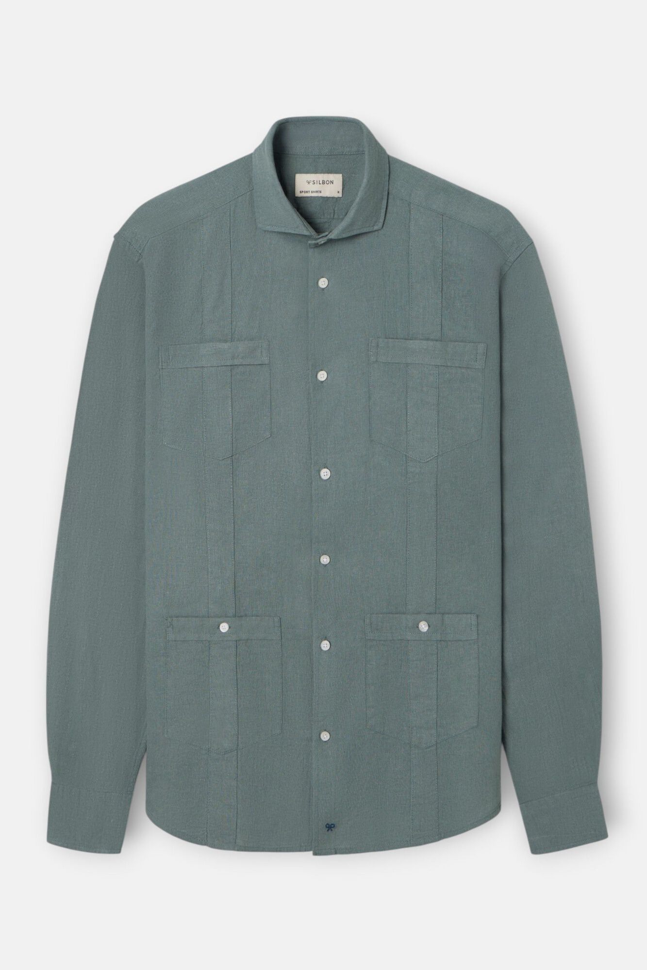 Silbon Camisa sport em linho Verde