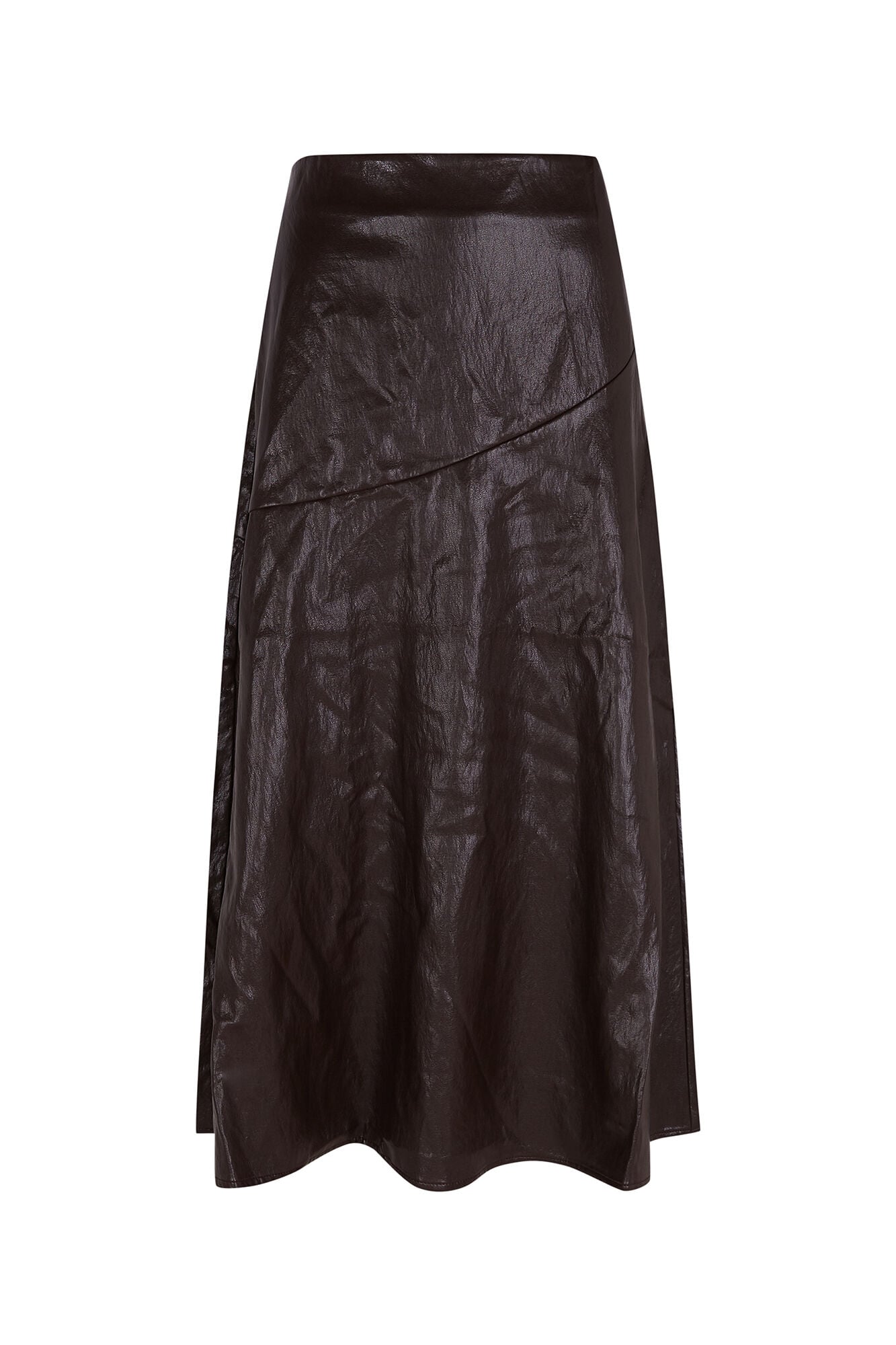 Cortefiel Faux leather midi skirt Dark brown