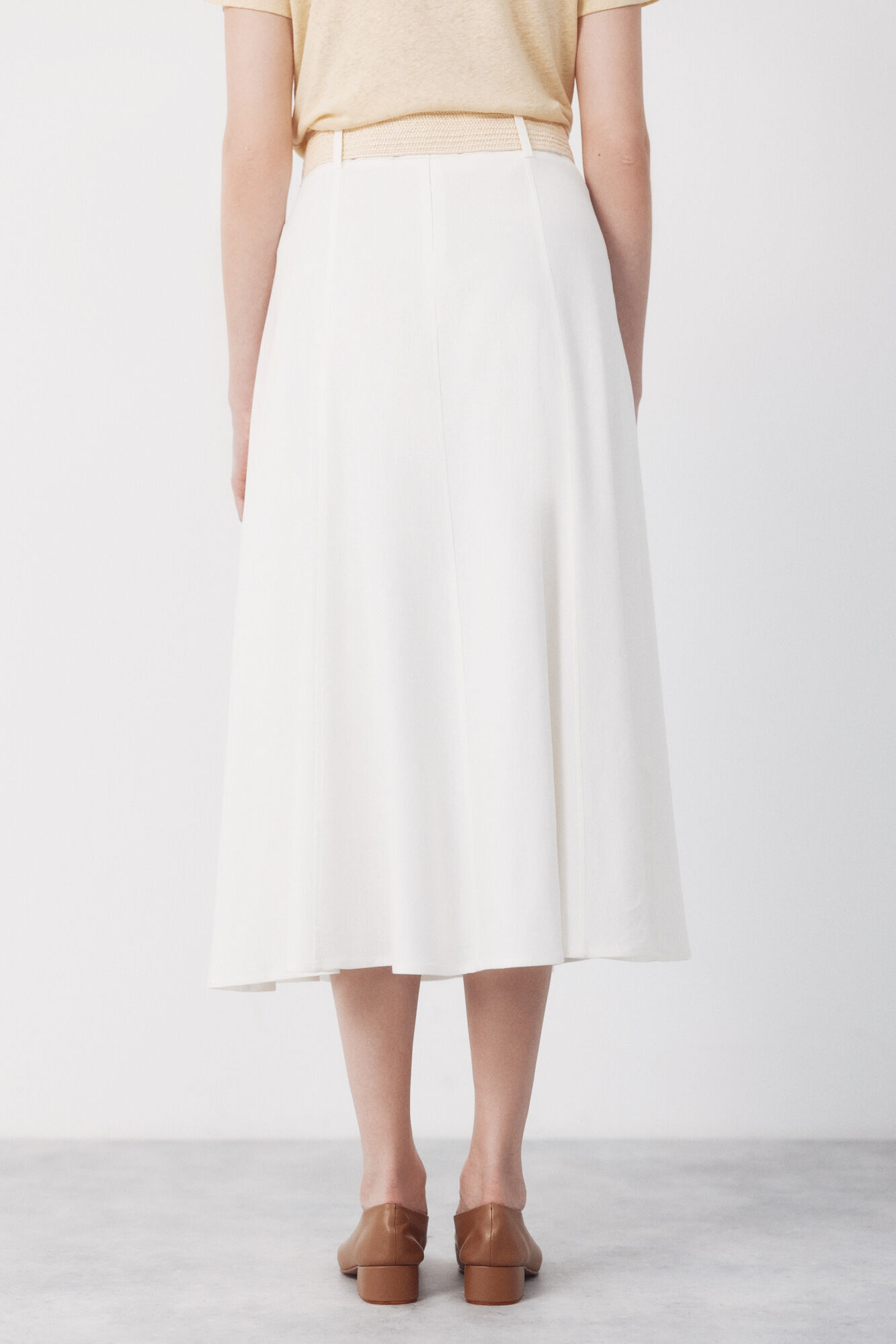 Cortefiel Flared skirt with belt White