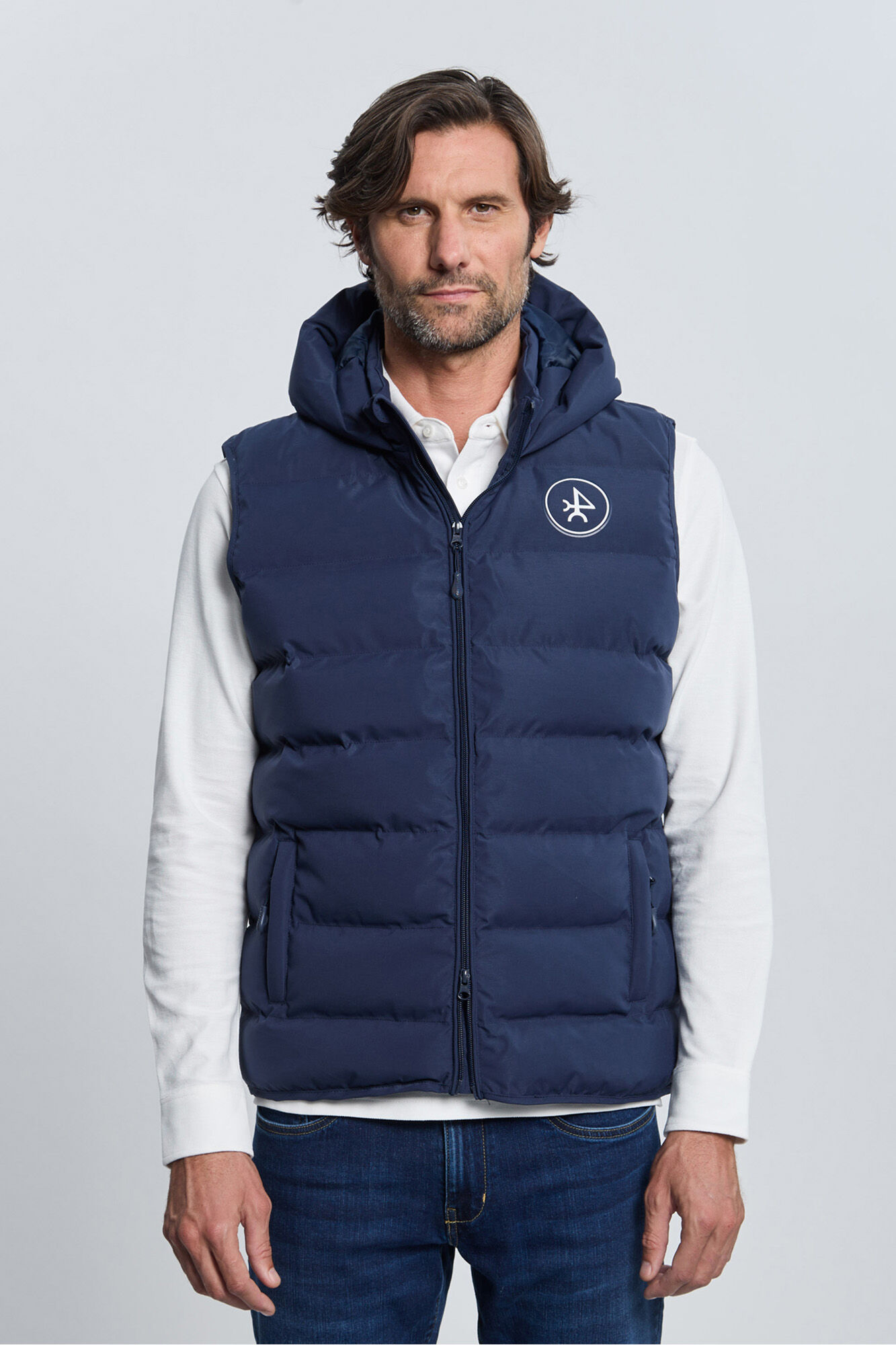 Valecuatro Colete acolchoado com capuz azul marinho