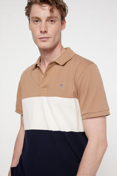 Cortefiel Block Stripe Polo Shirt Printed brown