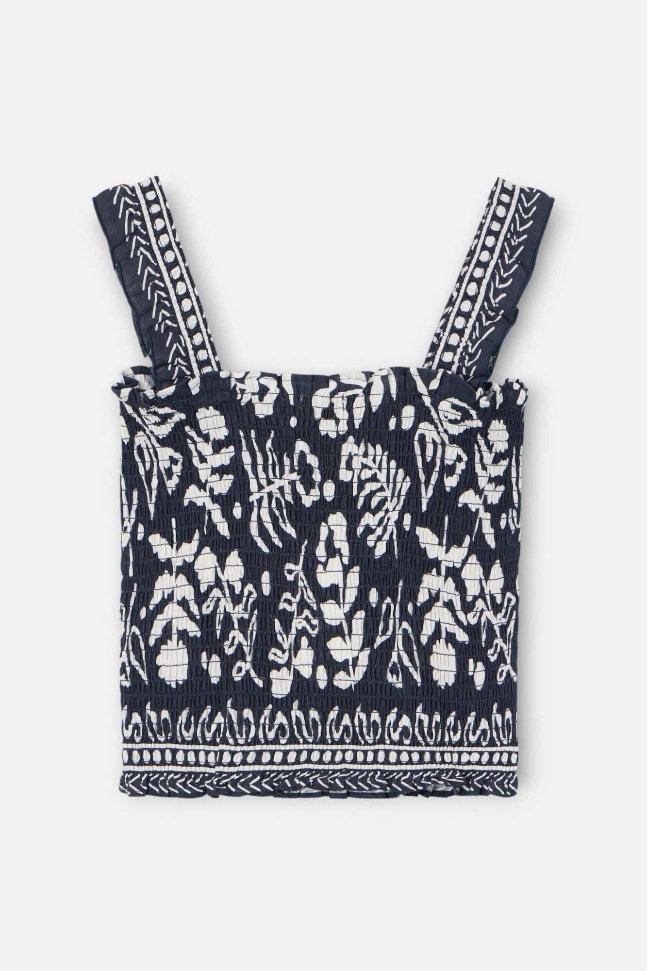 Silbon Top palabra de honor estampado flores Estampado azul